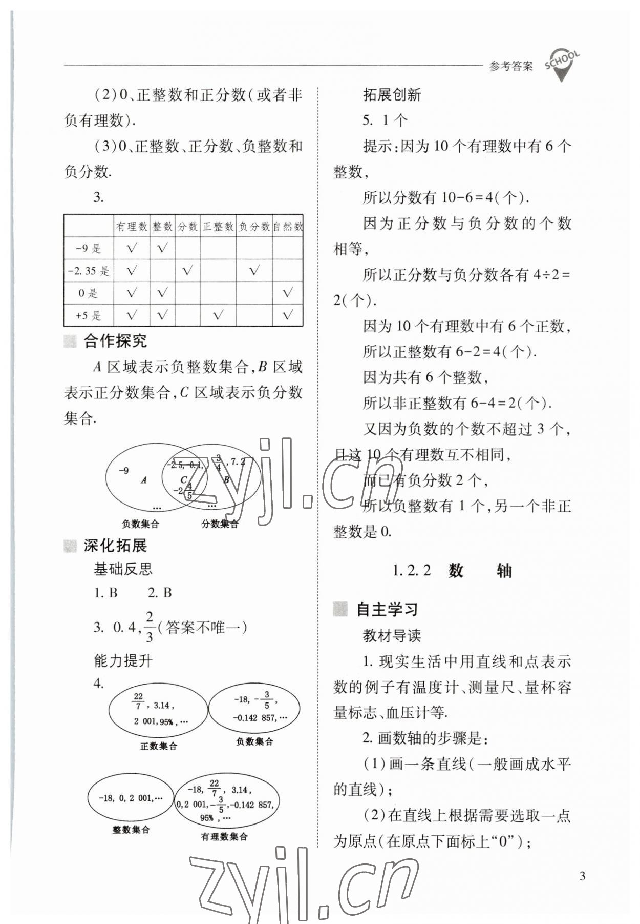 2023年新课程问题解决导学方案七年级数学上册人教版 参考答案第3页