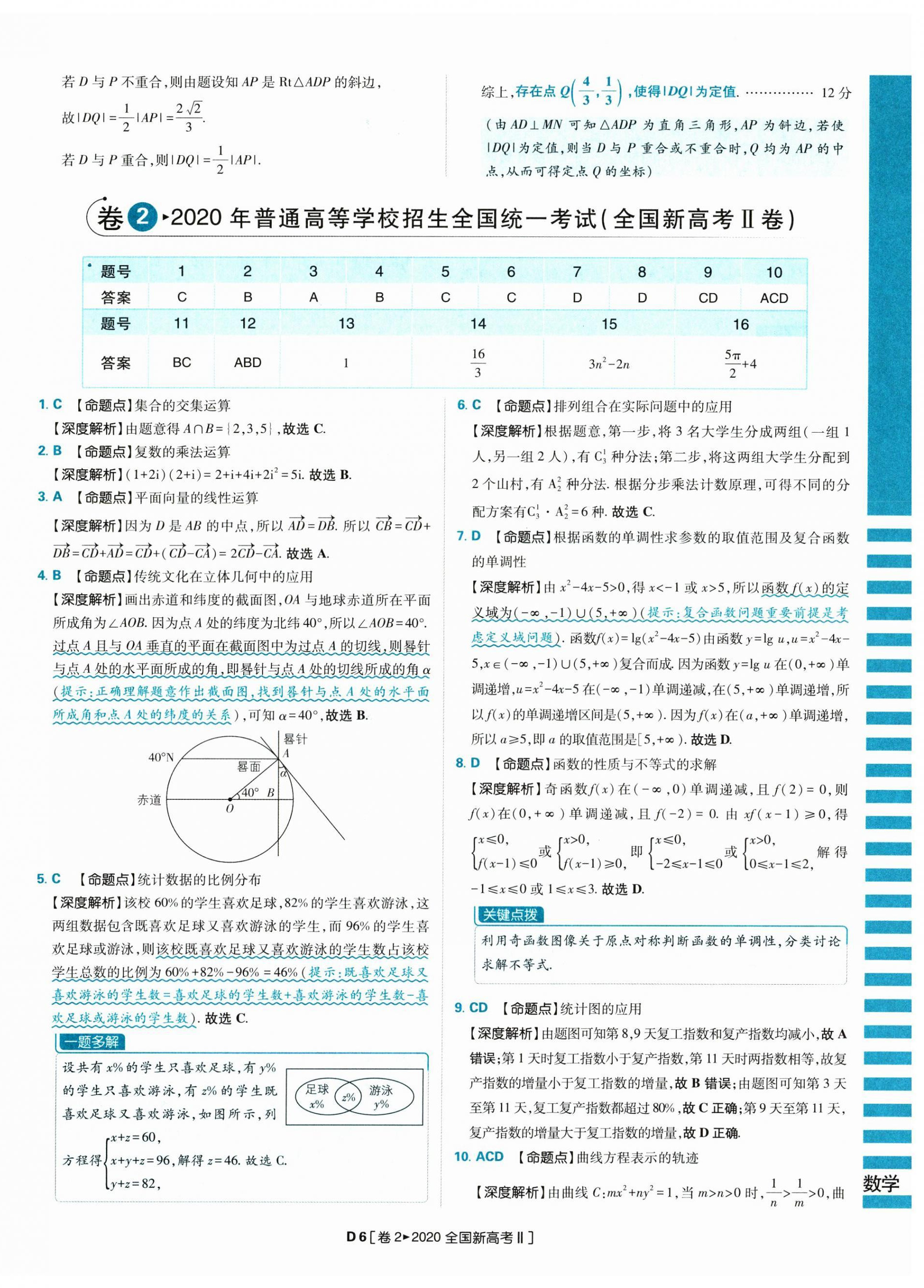 2025年理想树图书高考必刷卷42套模拟卷汇编高中数学人教版&nbsp;参考答案第6页