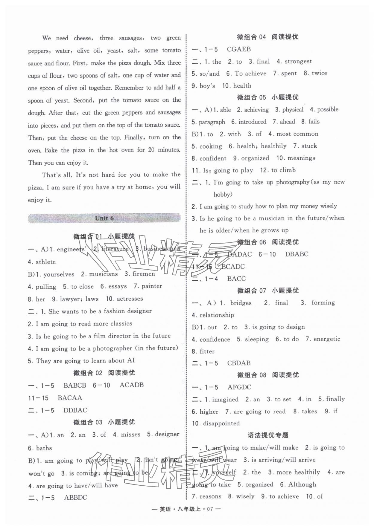 2025年学霸组合训练八年级英语上册人教版济南专版 第7页