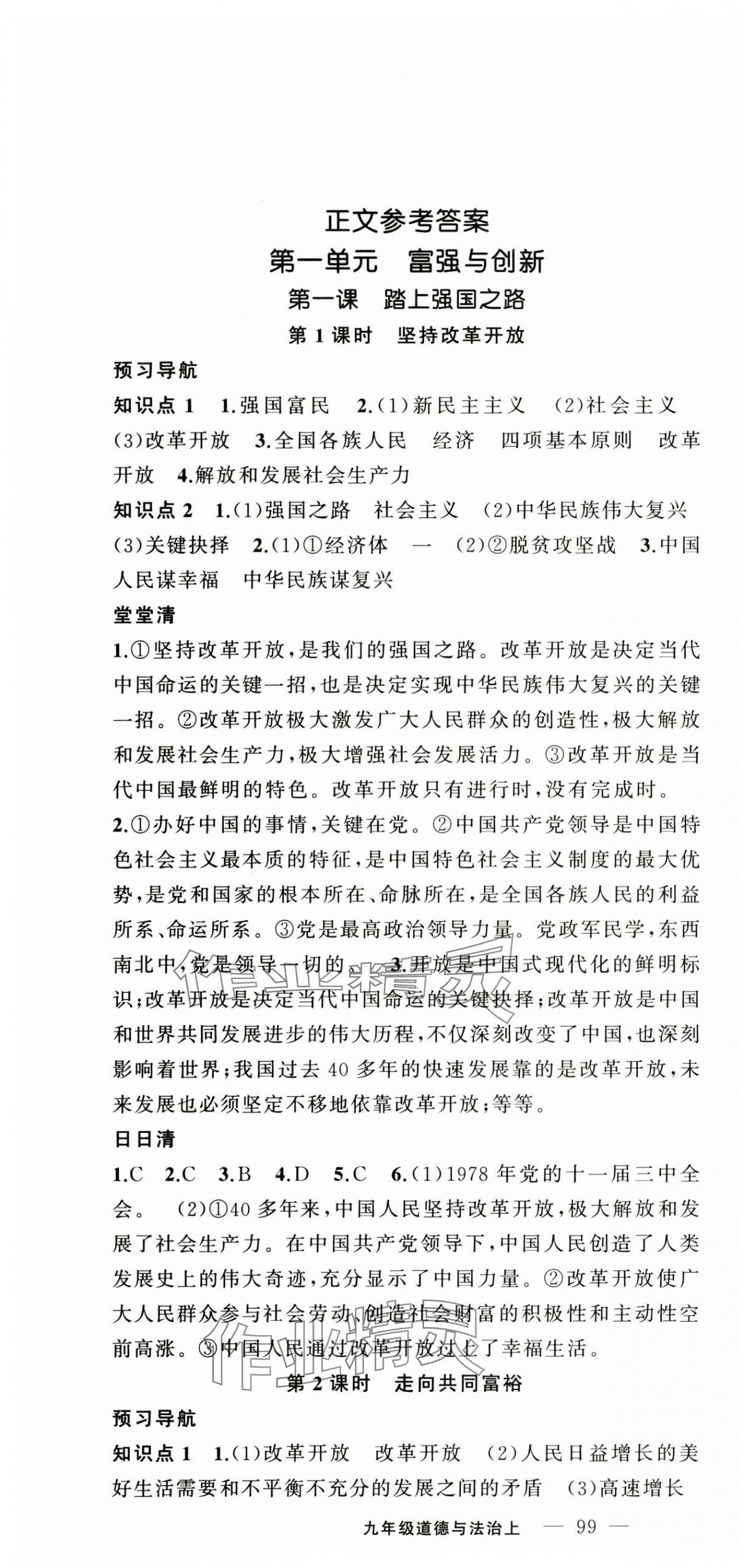 2025年四清导航九年级道德与法治上册人教版 第1页