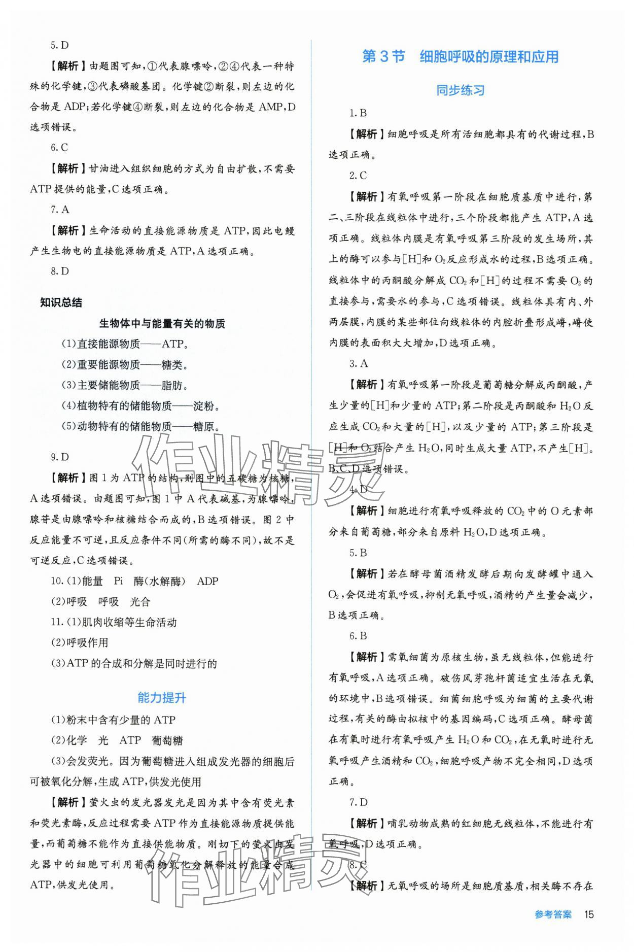2025年人教金学典同步练习册同步解析与测评高中生物必修第一册人教版 第15页