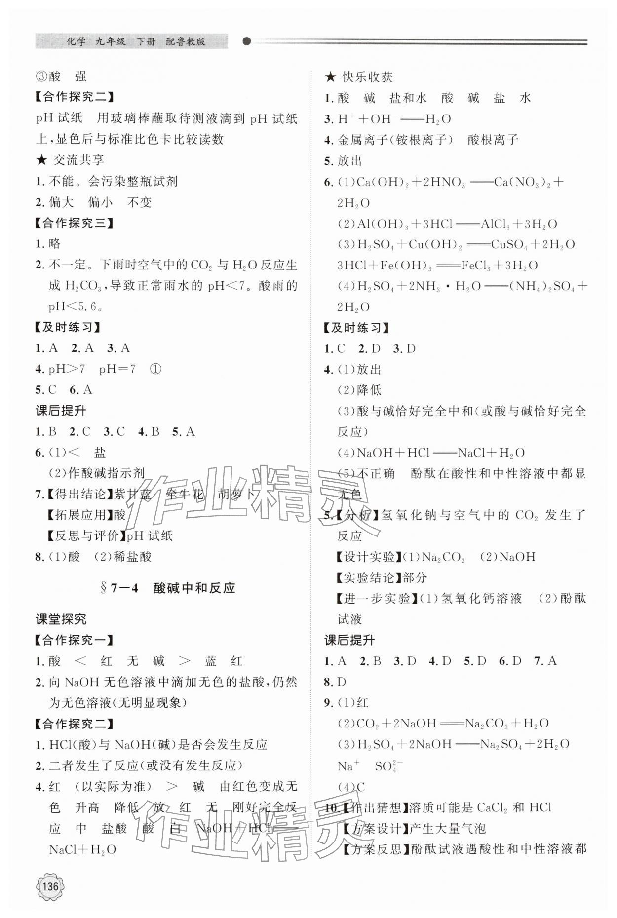 2026年同步练习册明天出版社九年级化学下册鲁教版&nbsp;第4页