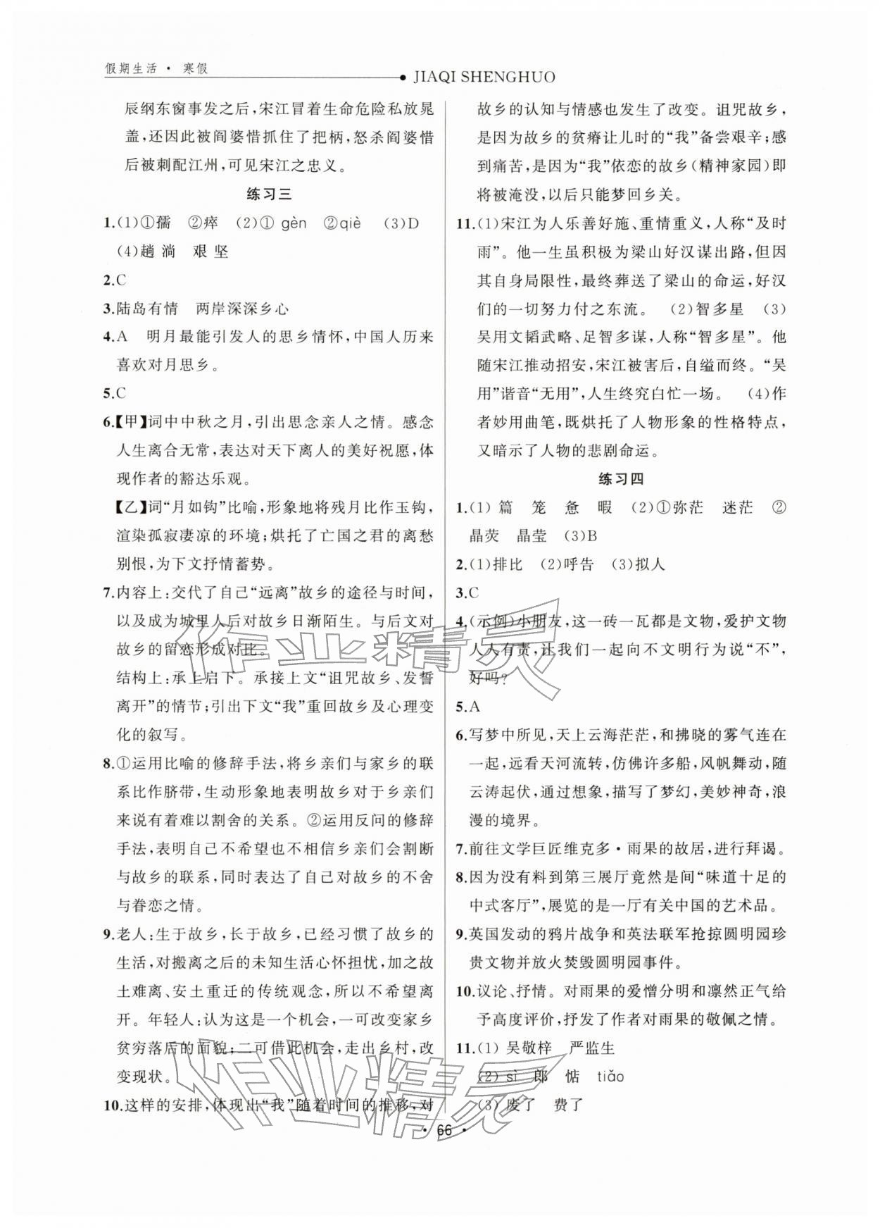 2026年假期生活寒假方圆电子音像出版社九年级语文&nbsp;第2页