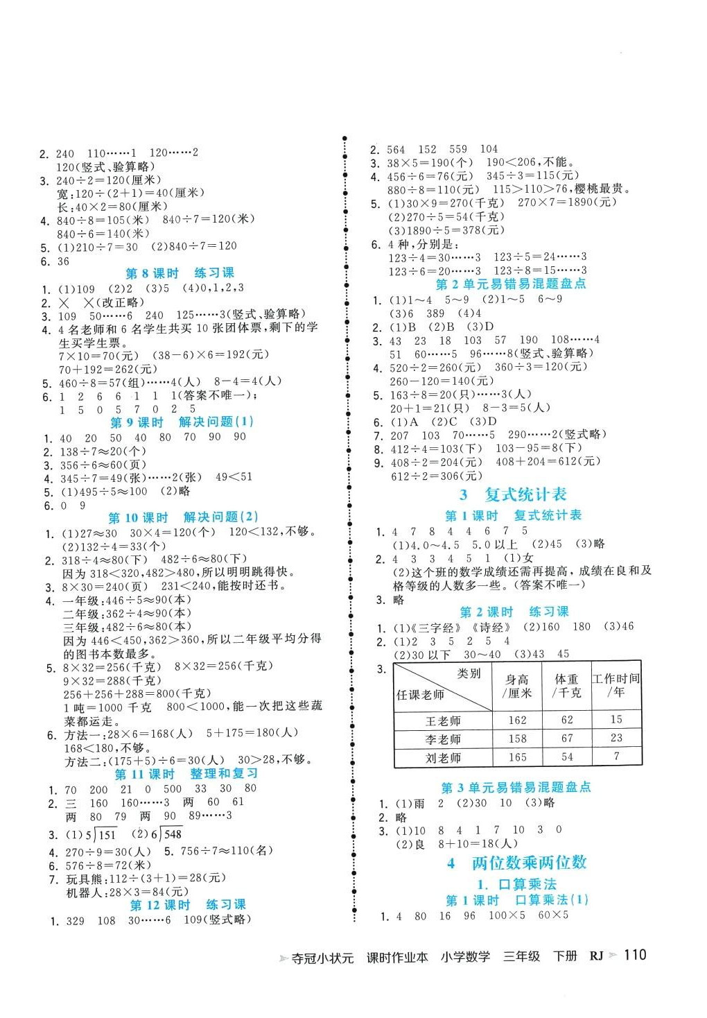 2024年奪冠小狀元課時作業(yè)本三年級數(shù)學(xué)下冊人教版 第2頁