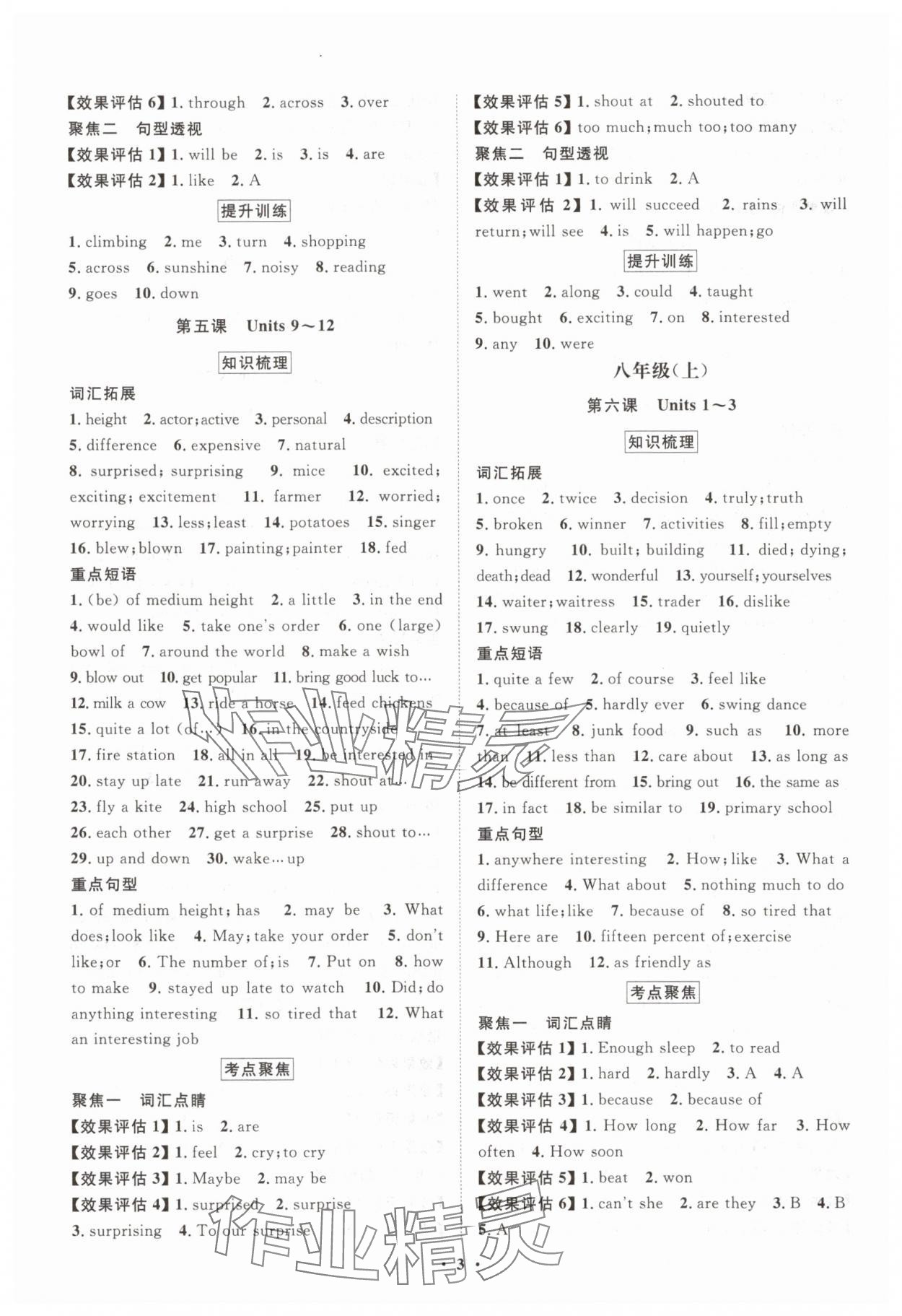 2025年湖北中考初中學(xué)業(yè)水平考試總復(fù)習(xí)英語(yǔ) 參考答案第3頁(yè)
