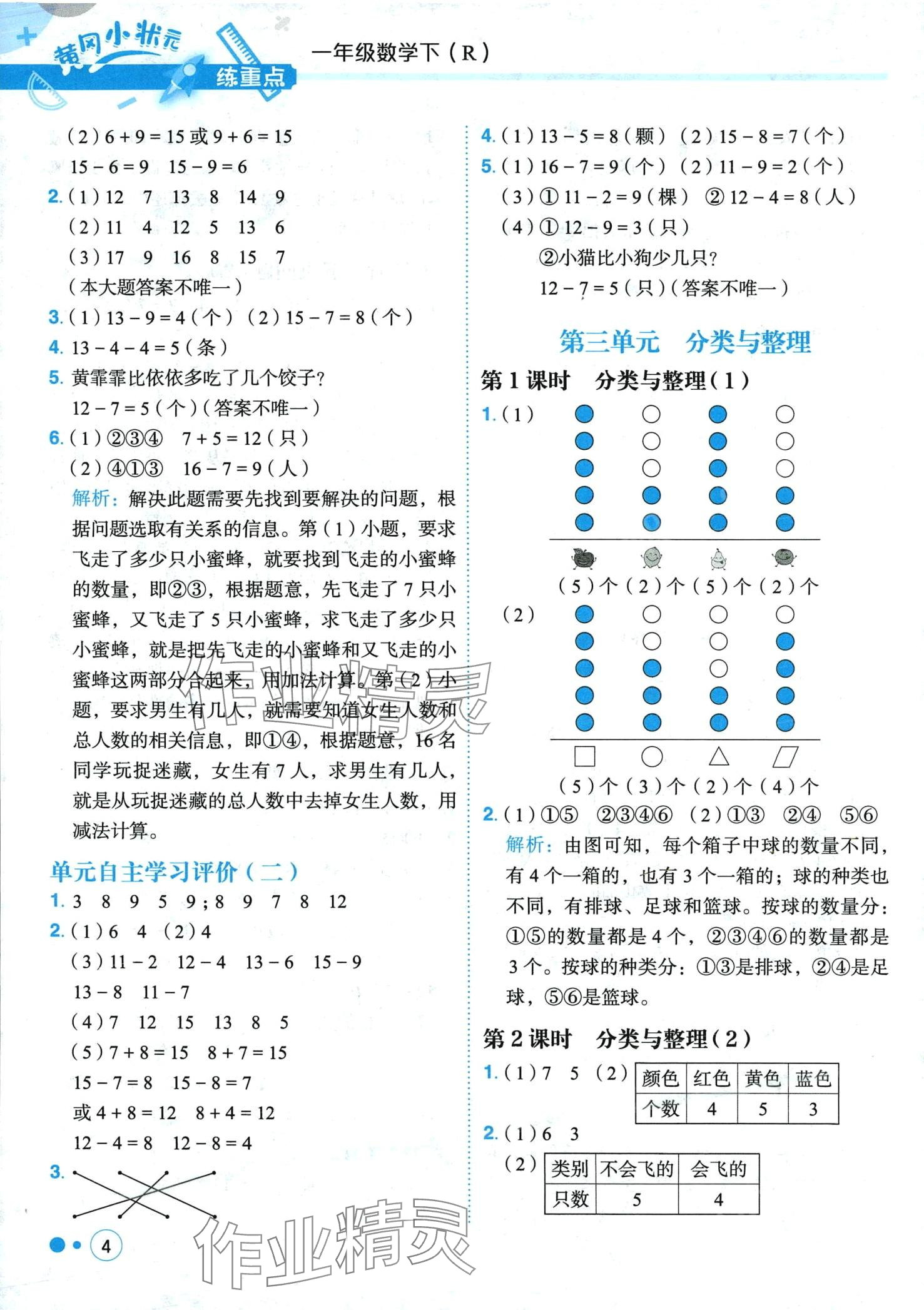 2024年黃岡小狀元練重點(diǎn)一年級(jí)數(shù)學(xué)下冊(cè)人教版 第4頁(yè)