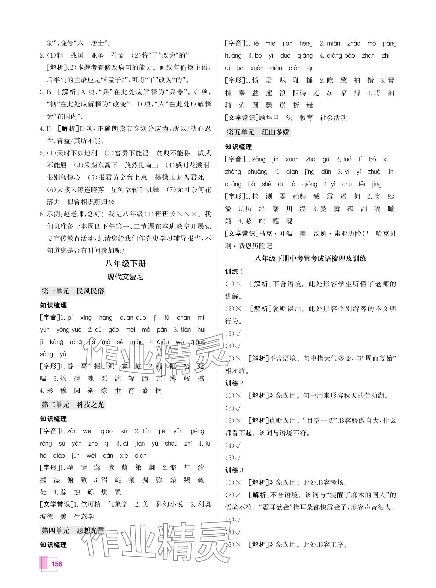 2024年升學(xué)錦囊語文青島專版 參考答案第13頁