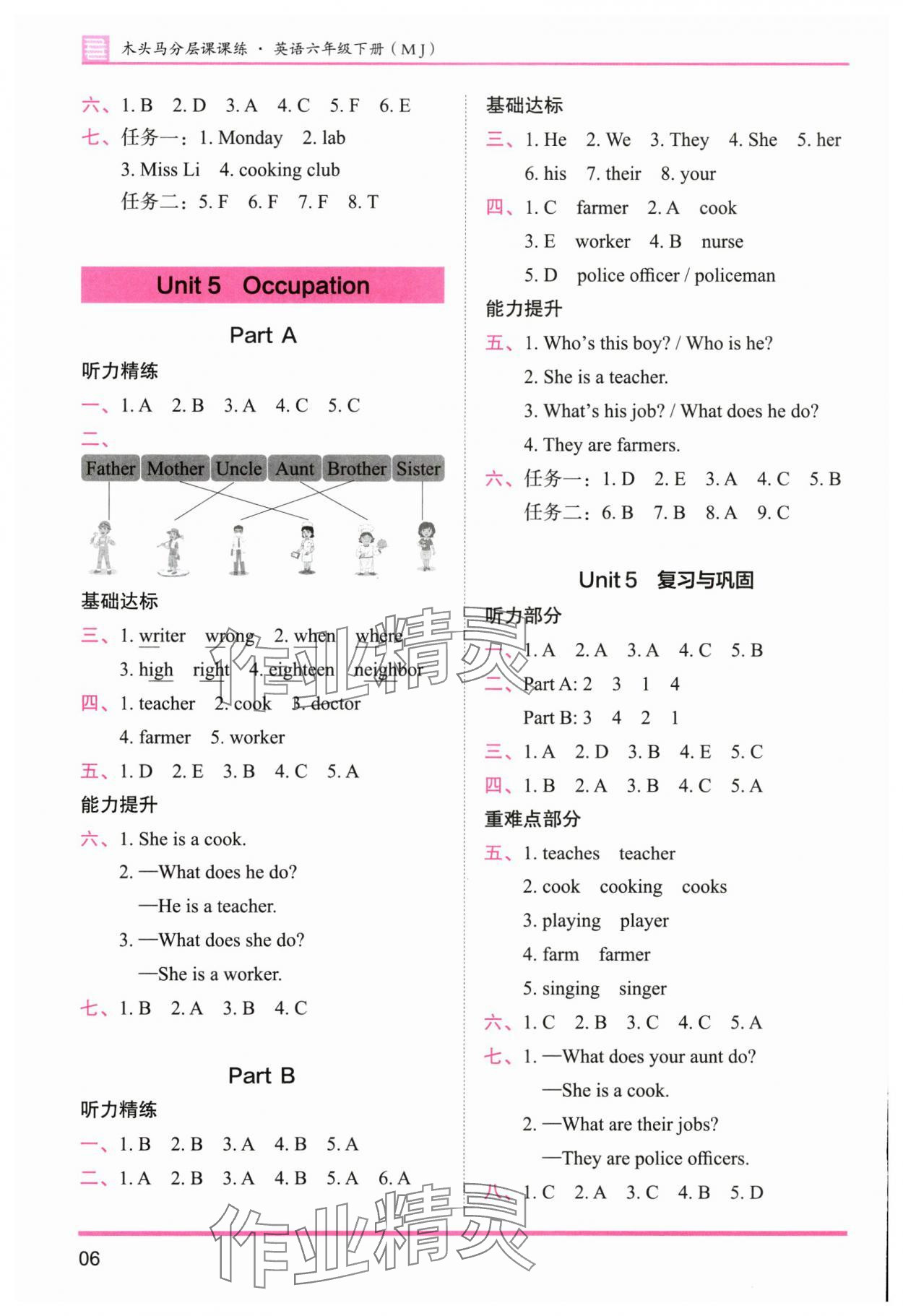 2025年木頭馬分層課課練六年級英語下冊閩教版 參考答案第6頁