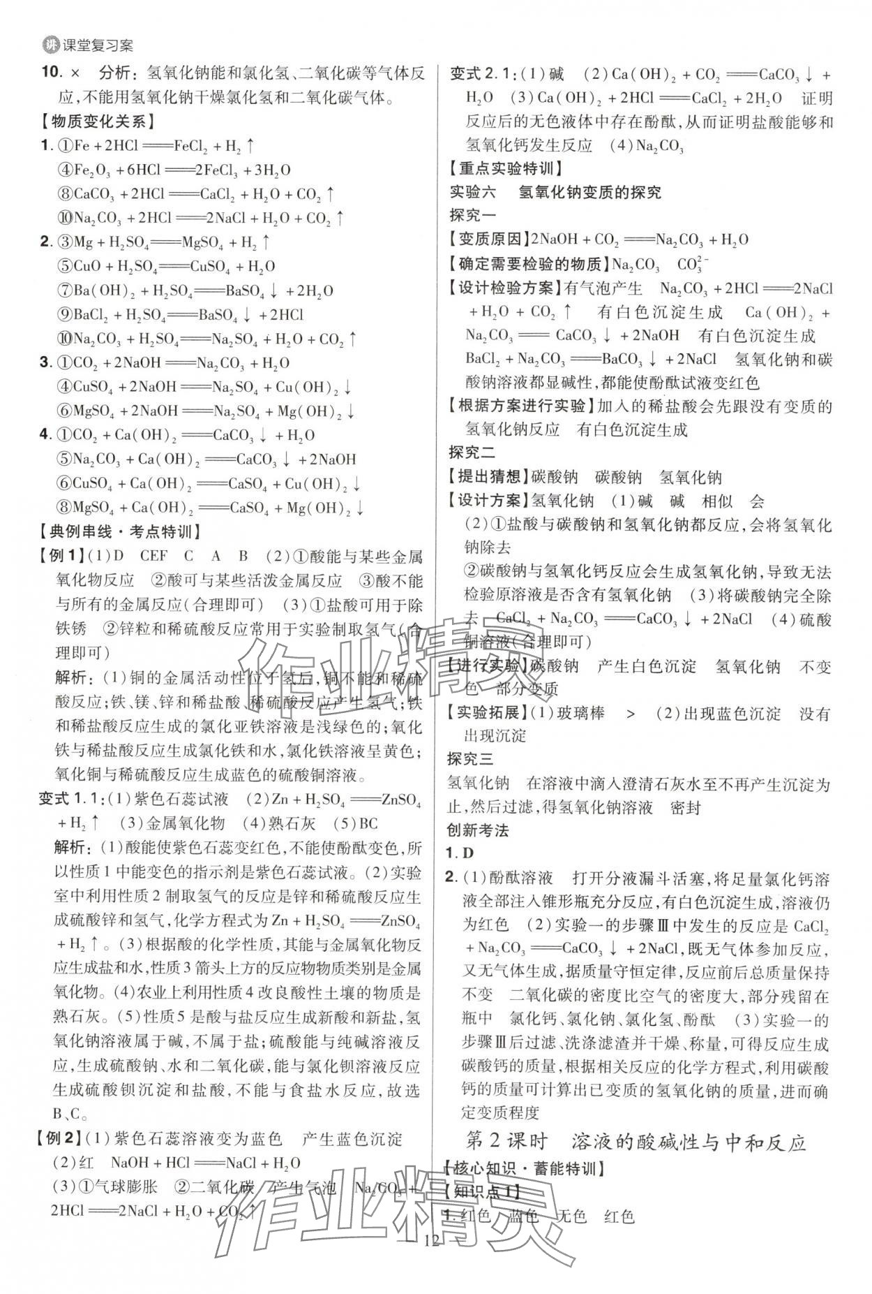 2025年中考特訓化學魯教版山東專版 參考答案第11頁