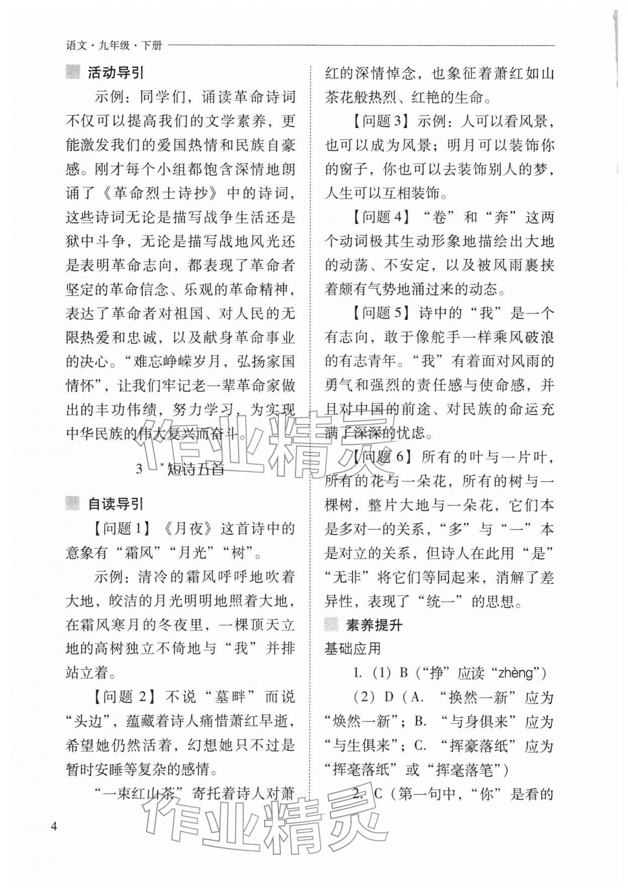 2026年新课程问题解决导学方案九年级语文下册人教版&nbsp;第4页