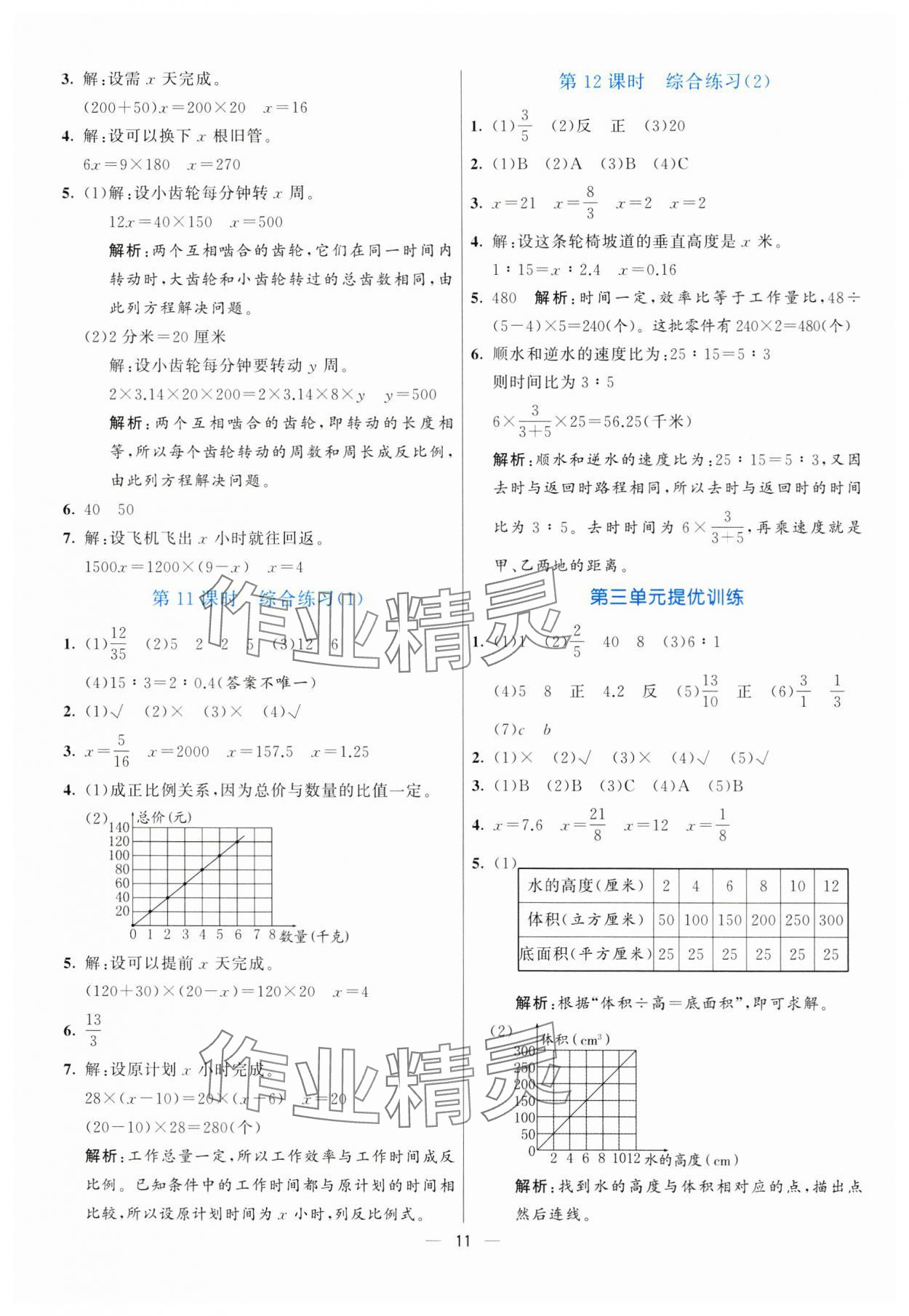 2025年亮點激活提優(yōu)天天練六年級數(shù)學(xué)下冊青島版 參考答案第11頁