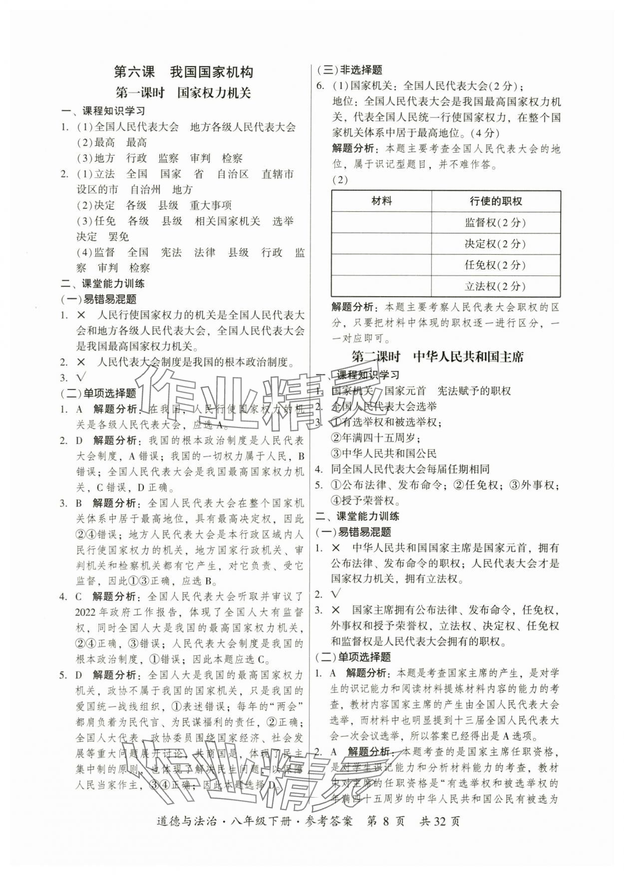 2024年課時(shí)導(dǎo)學(xué)練八年級(jí)道德與法治下冊(cè)人教版廣州專版 參考答案第8頁(yè)