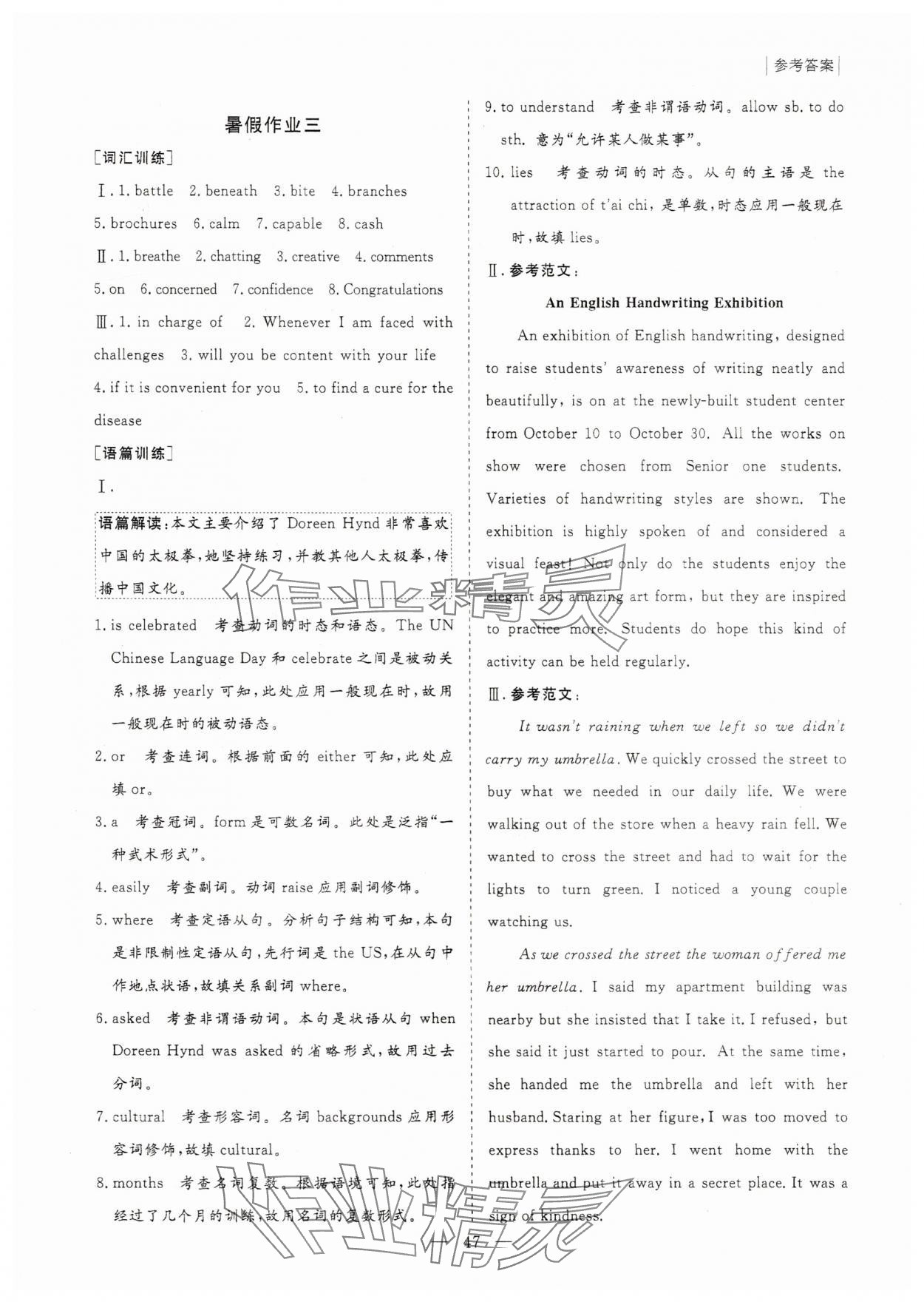 2025年新课程暑假作业大象出版社高一英语人教版 第3页