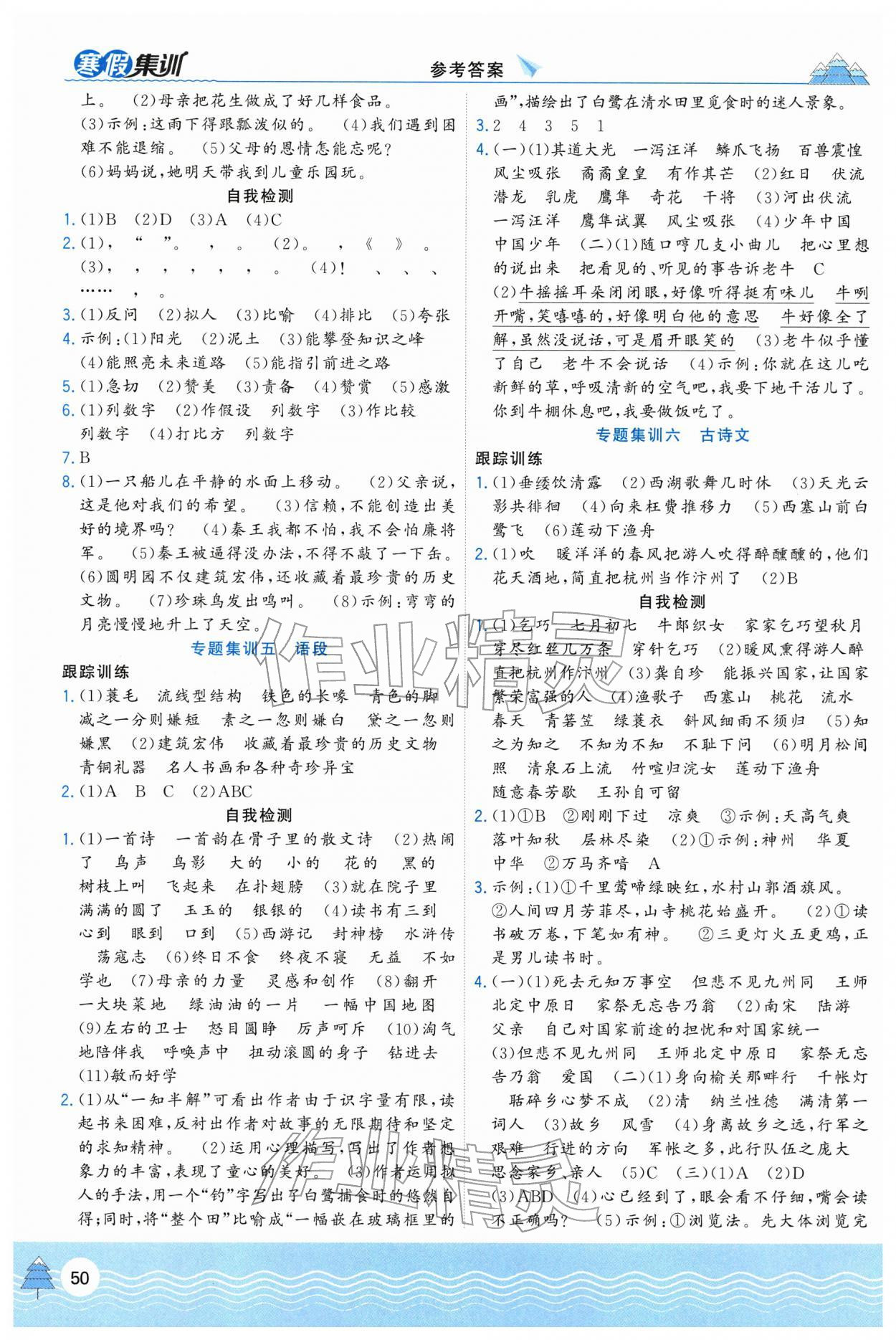 2026年寒假集训五年级语文人教版合肥工业大学出版社&nbsp;第2页