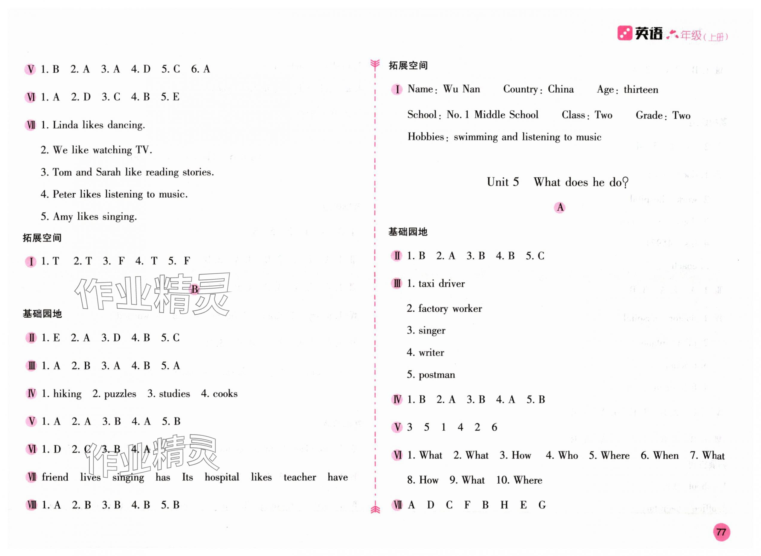 2024年新編基礎(chǔ)訓(xùn)練六年級(jí)英語(yǔ)上冊(cè)人教版 參考答案第4頁(yè)