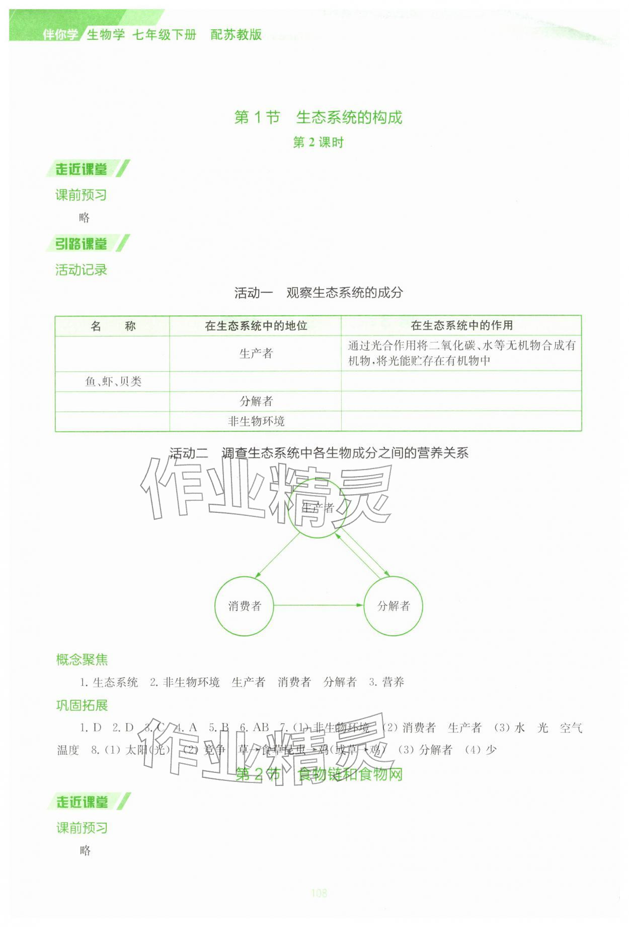 2026年伴你學(xué)江蘇七年級生物下冊蘇教版&nbsp;第2頁