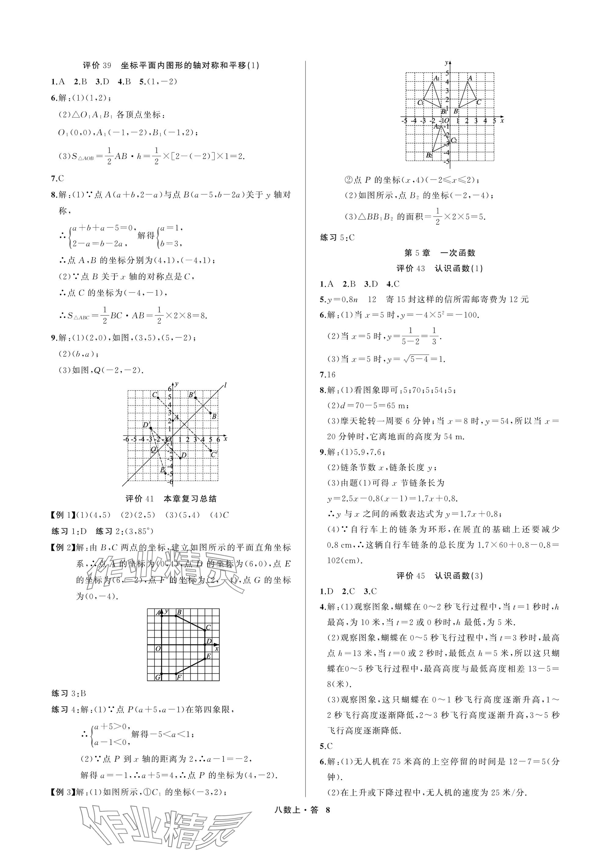 2025年名师面对面学科素养评价八年级数学上册浙教版&nbsp;参考答案第8页