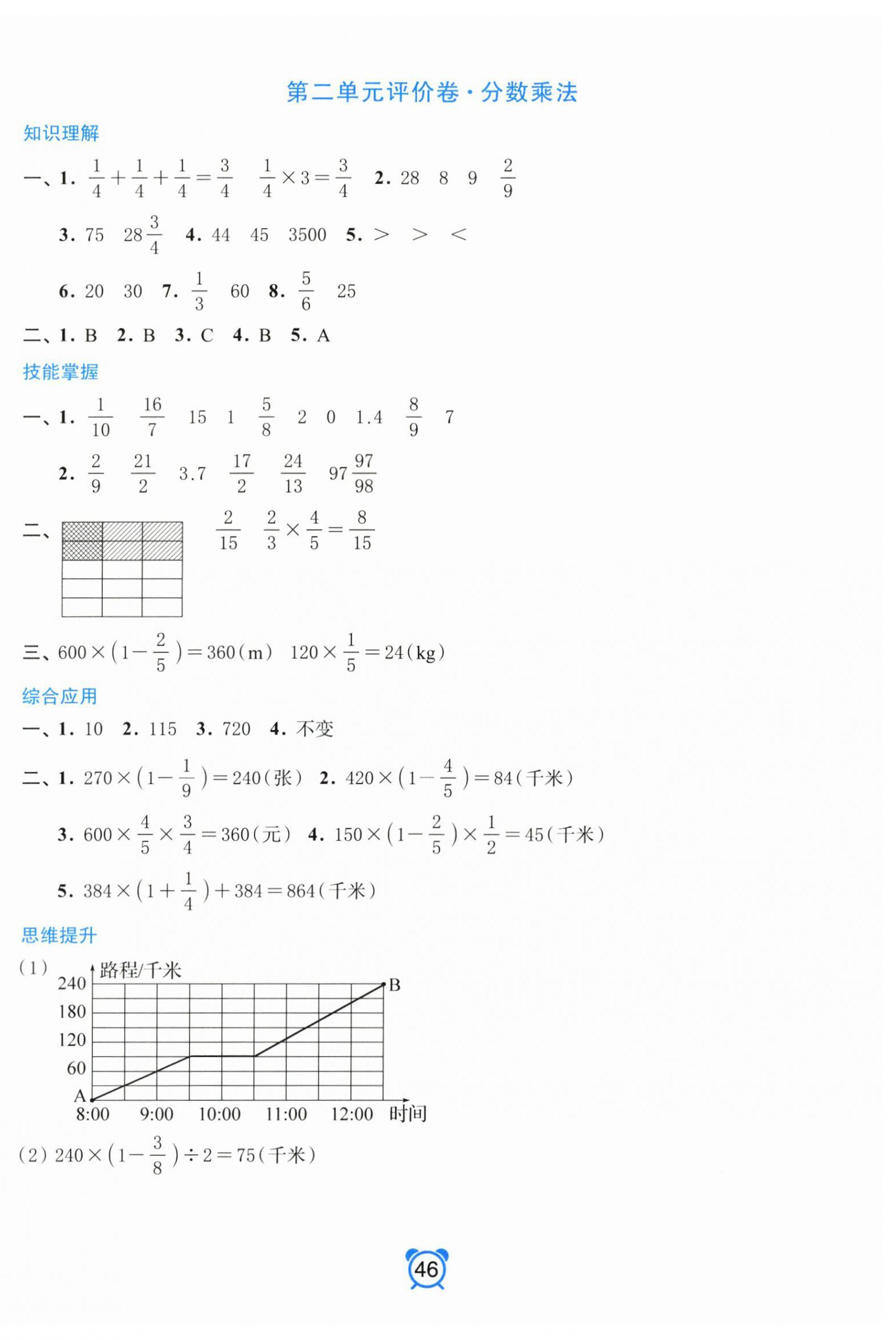 2026年单元加期末分项评价卷六年级数学上册人教版&nbsp;参考答案第2页