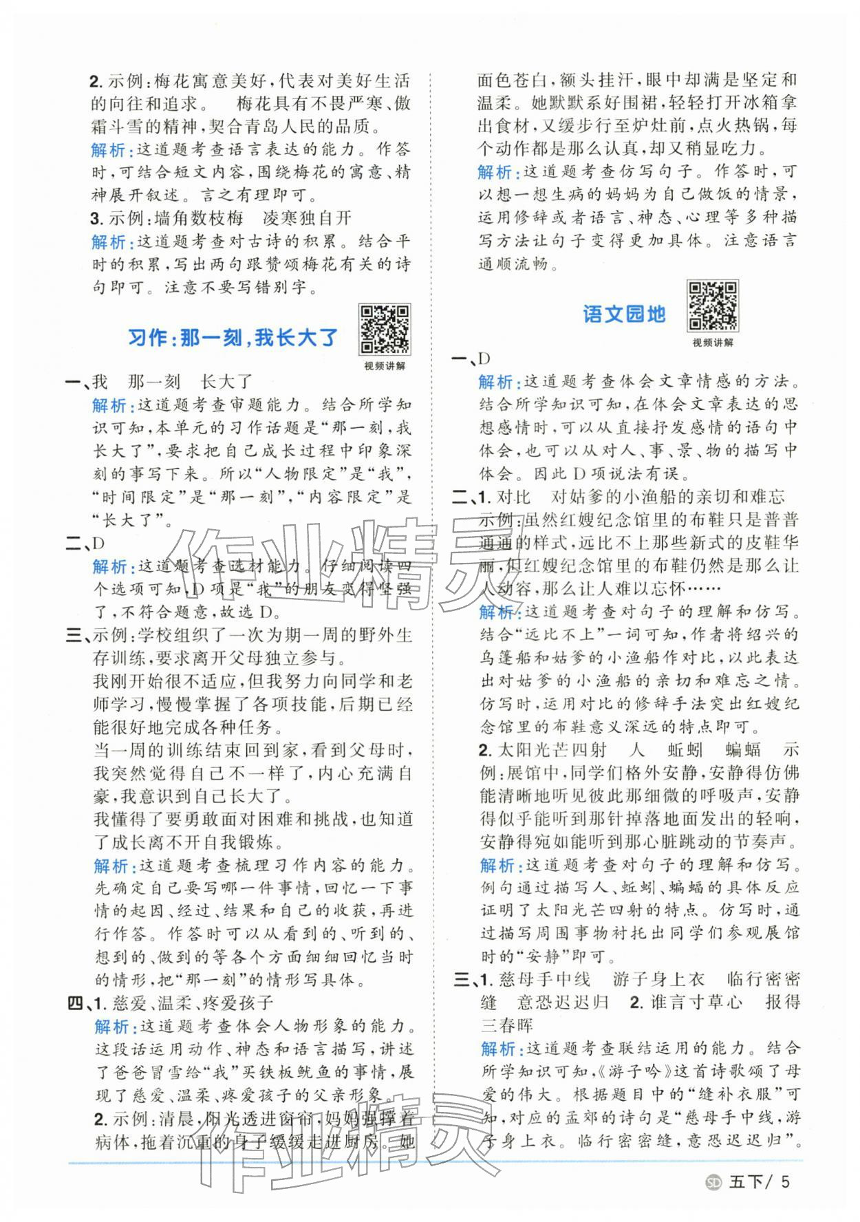 2026年阳光同学课时优化作业五年级语文下册人教版山东专版&nbsp;第5页