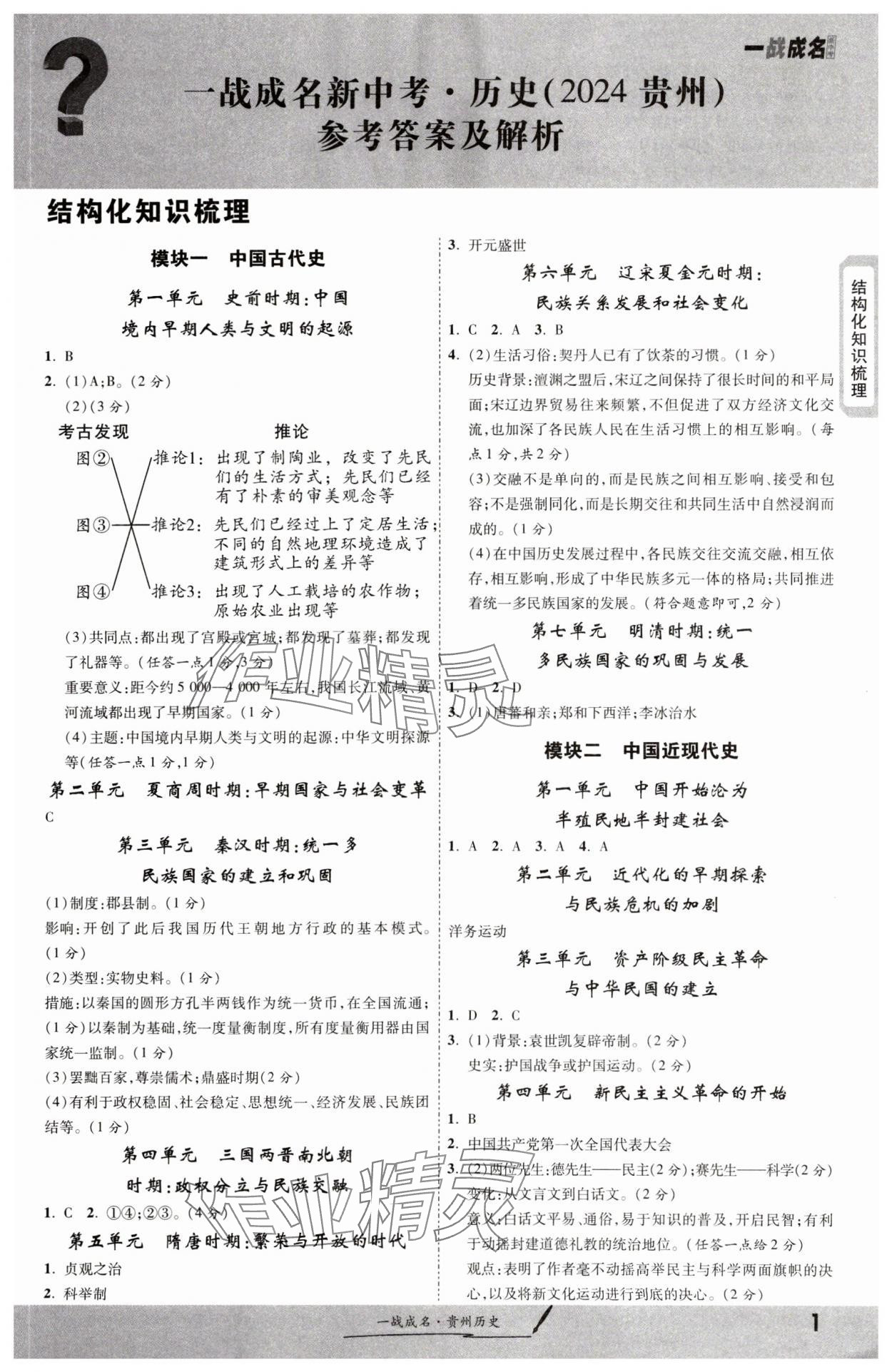 2024年一戰成名新中考歷史貴州專版 第1頁