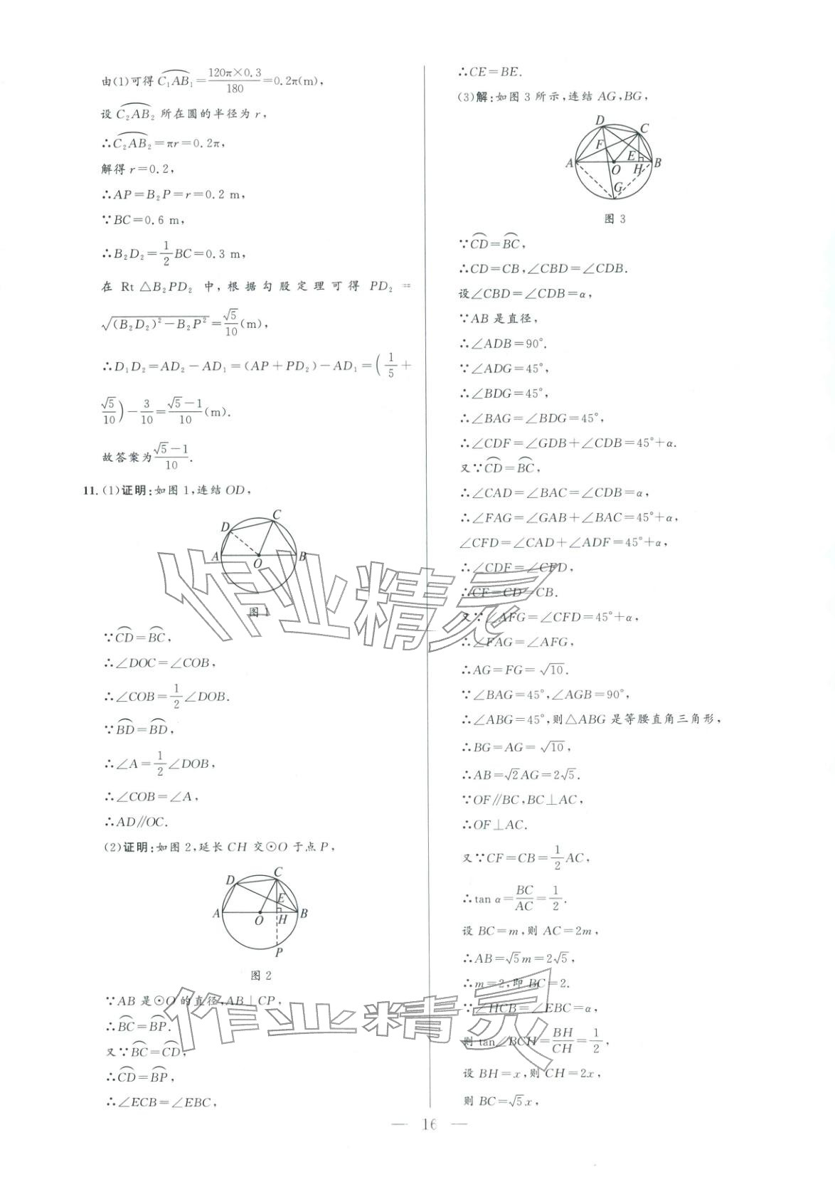 2025年领智优选浙江期末复习卷九年级数学全一册浙教版 参考答案第16页