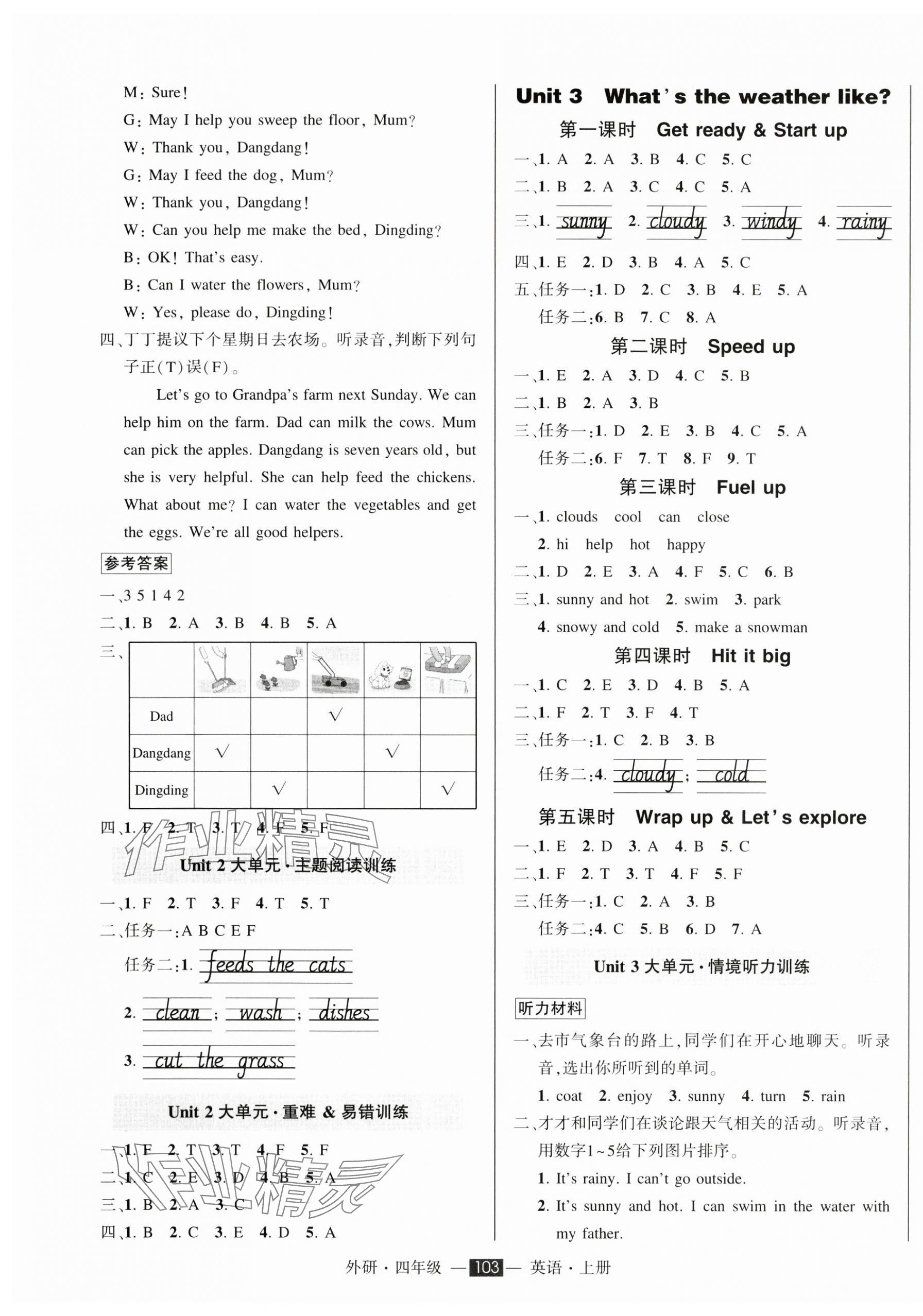 2025年狀元成才路創優作業100分四年級英語上冊外研版 參考答案第3頁