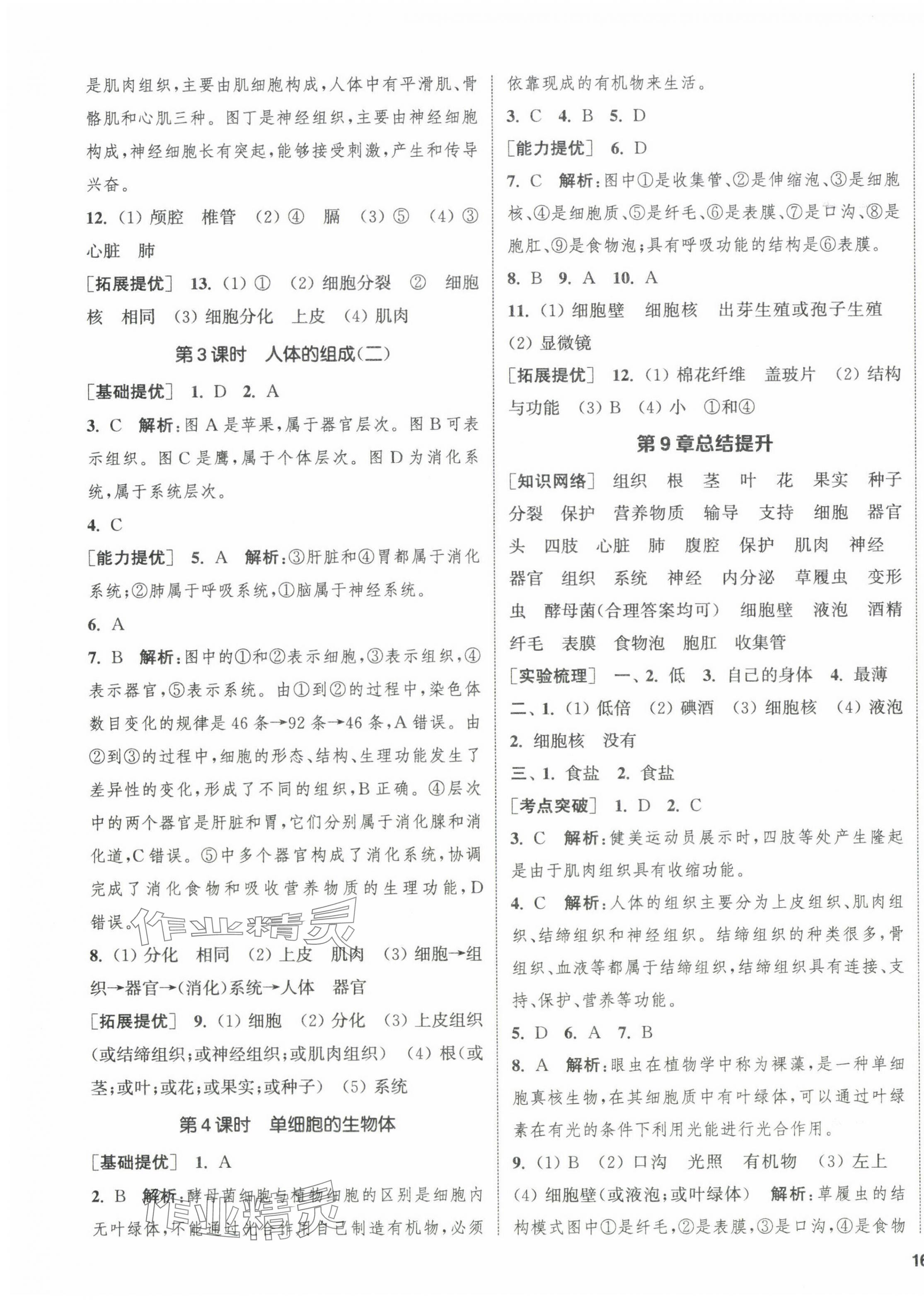 2024年金鑰匙提優(yōu)訓練課課練七年級生物下冊蘇科版徐州專版 第3頁