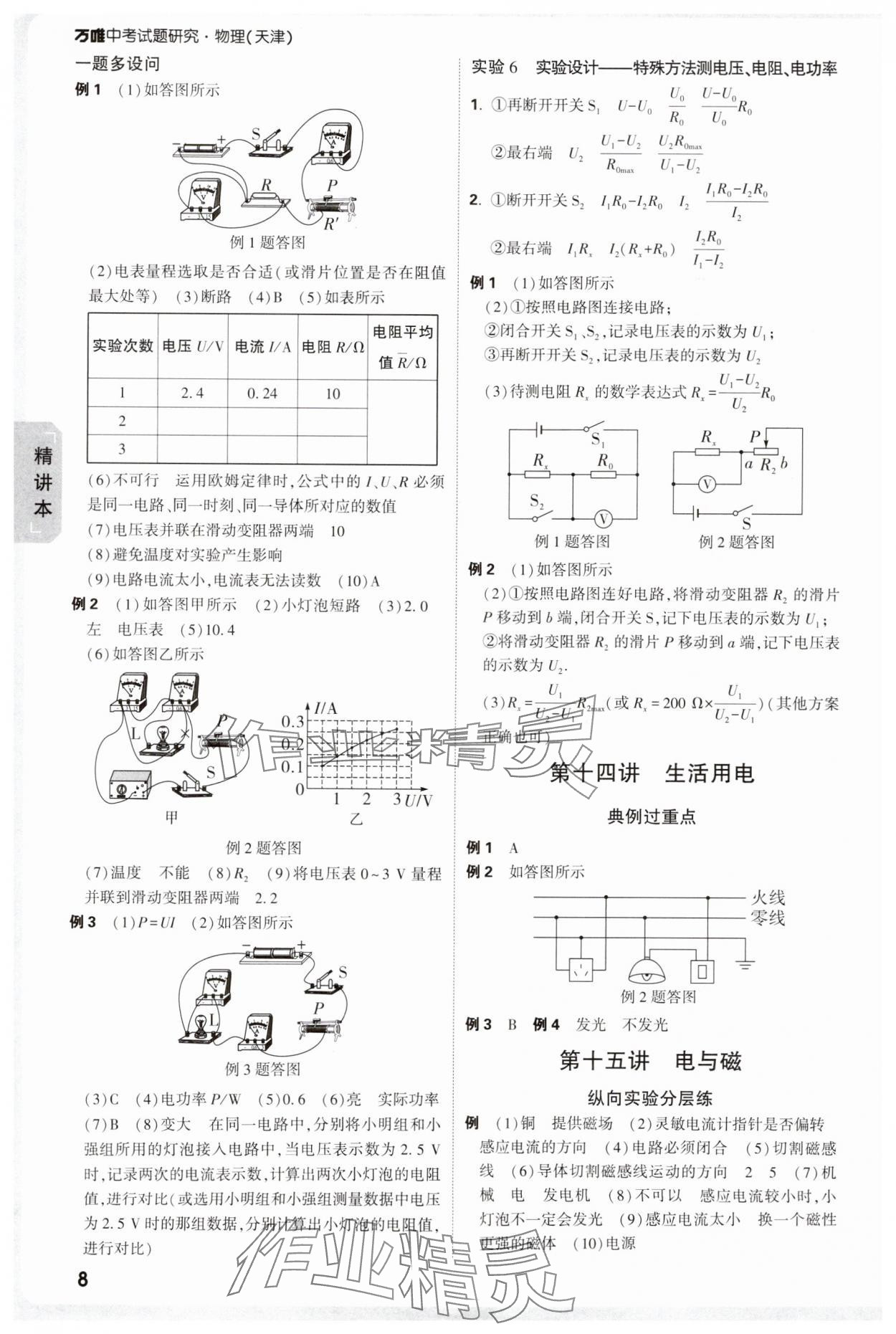 2025年萬唯中考試題研究物理天津?qū)０?nbsp;參考答案第8頁