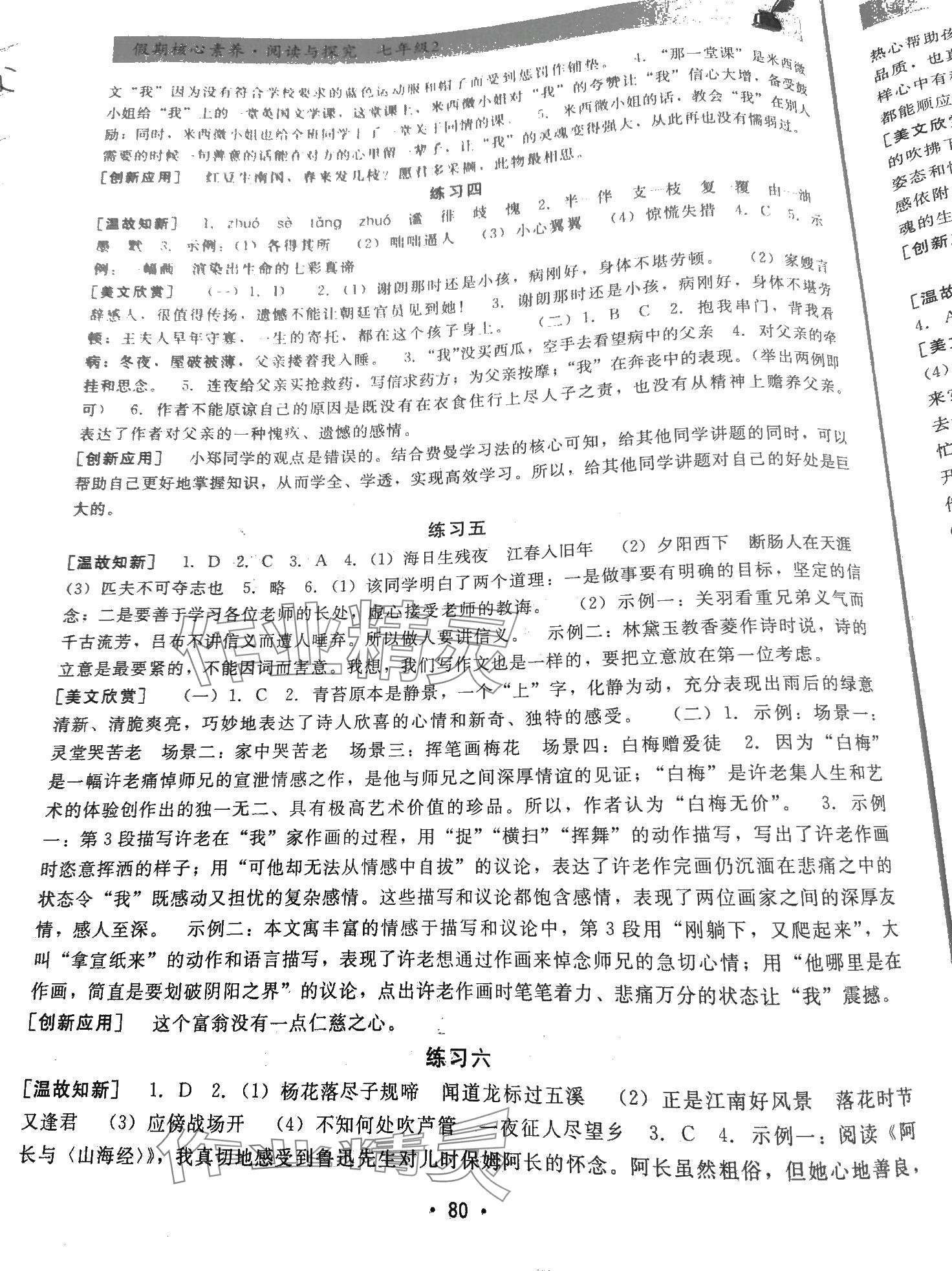2024年寒假生活假期核心素养七年级语文 第2页