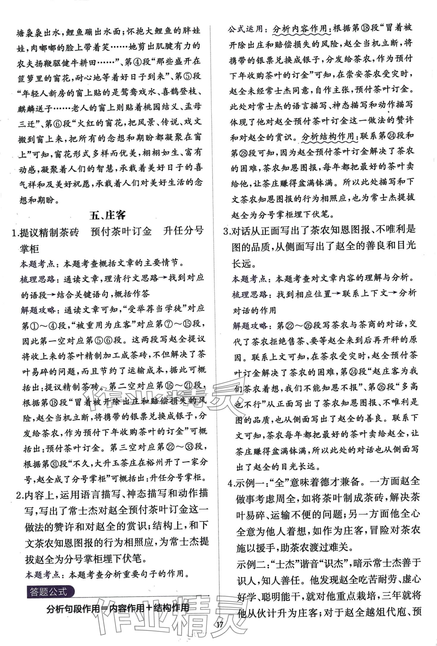 2024年公式法阅读语文九年级+中考&nbsp;第17页