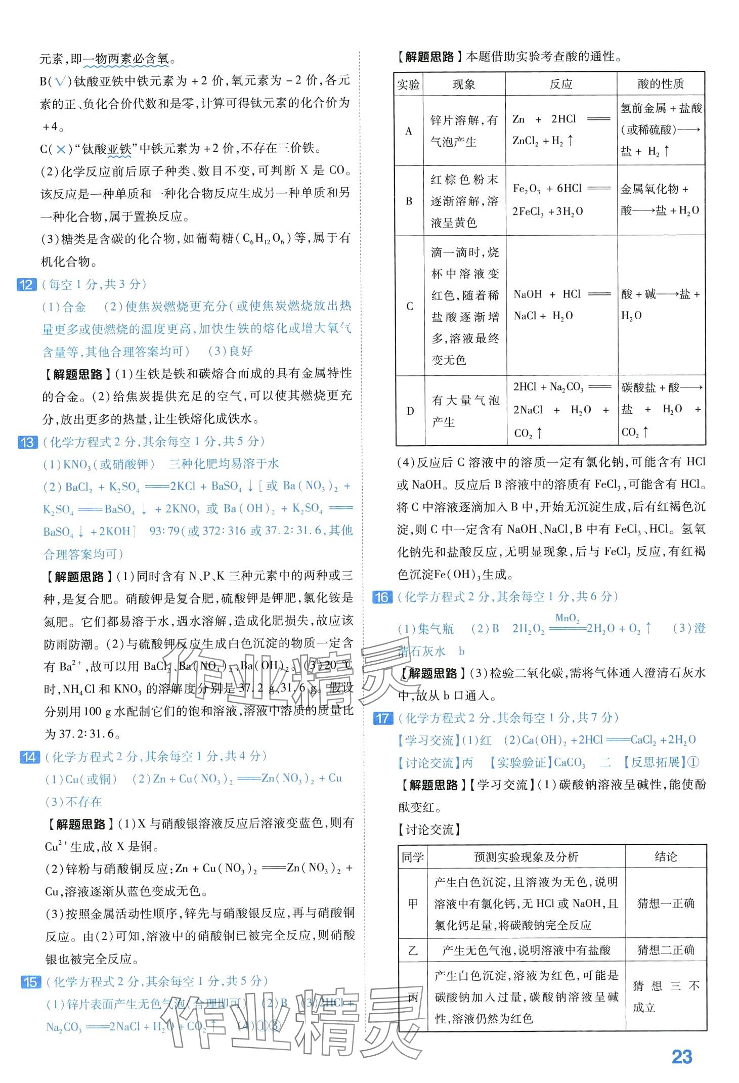 2024年金考卷中考試卷匯編45套化學 第25頁