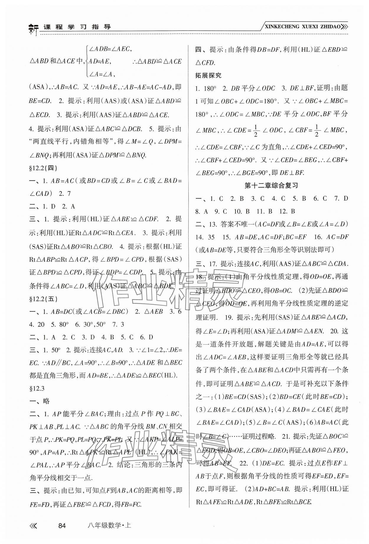 2024年新課程學(xué)習(xí)指導(dǎo)南方出版社八年級數(shù)學(xué)上冊人教版 參考答案第3頁