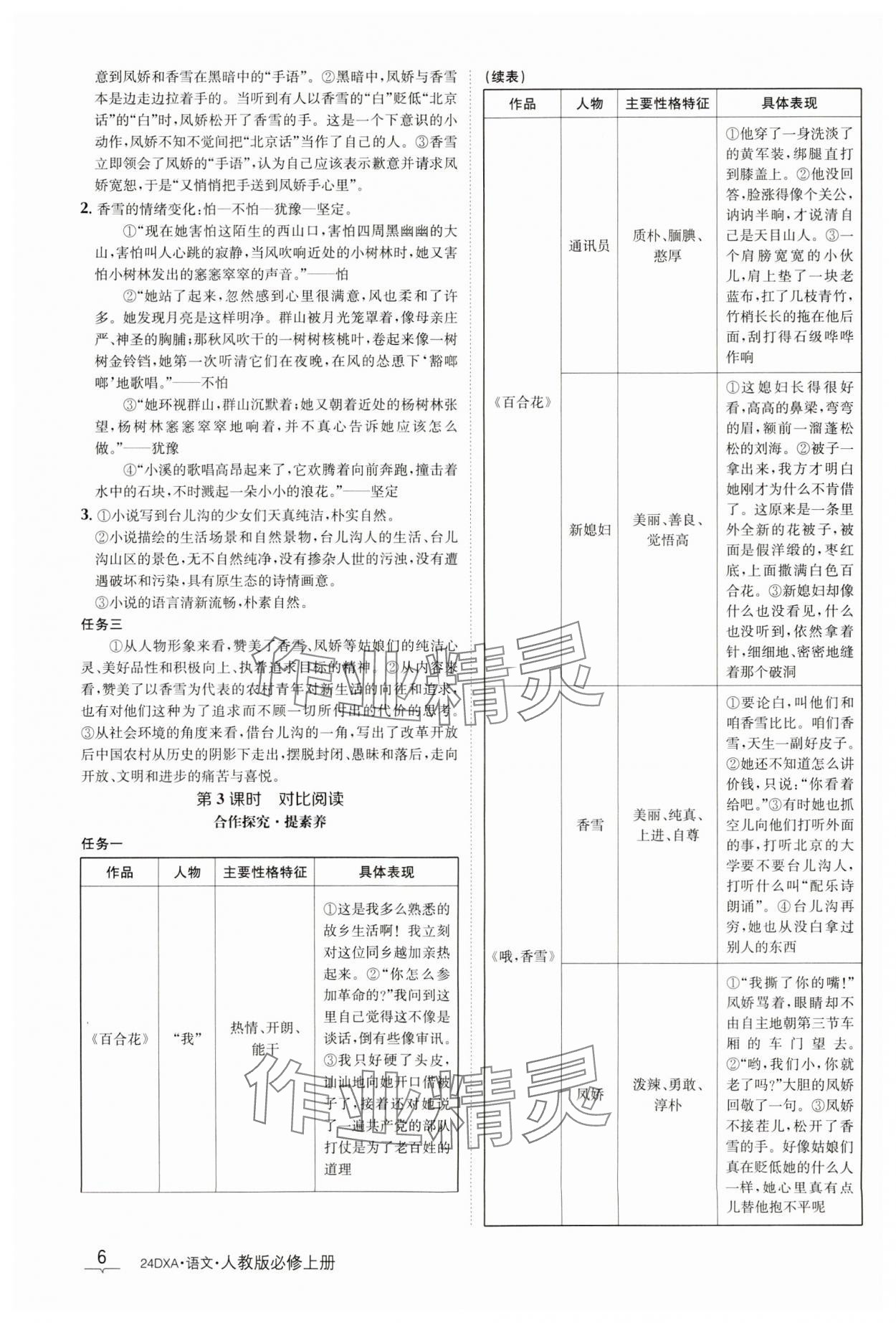 2023年金太阳导学案语文必修上册人教版 参考答案第6页