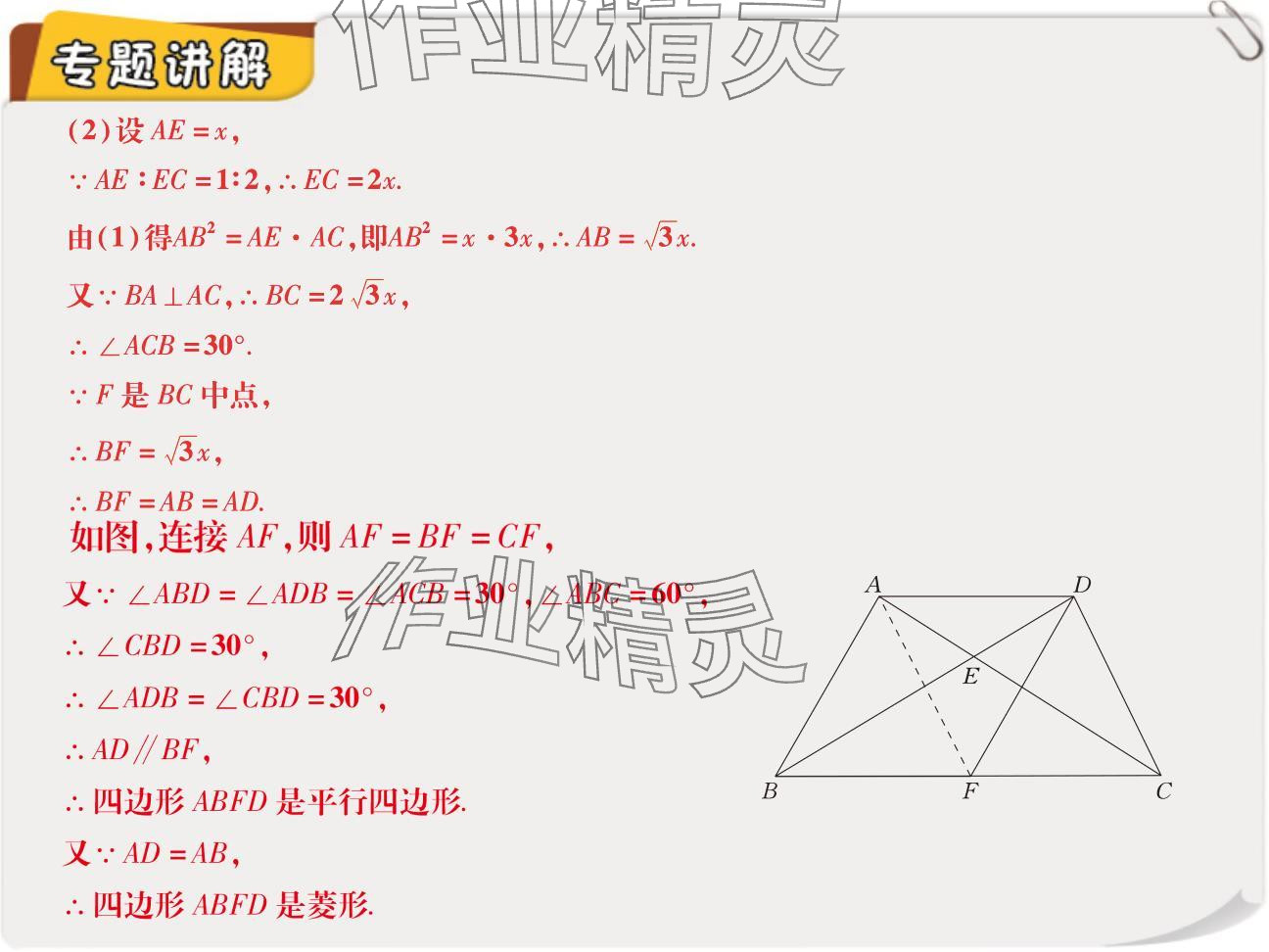 2024年复习直通车期末复习与假期作业九年级数学北师大版 参考答案第19页