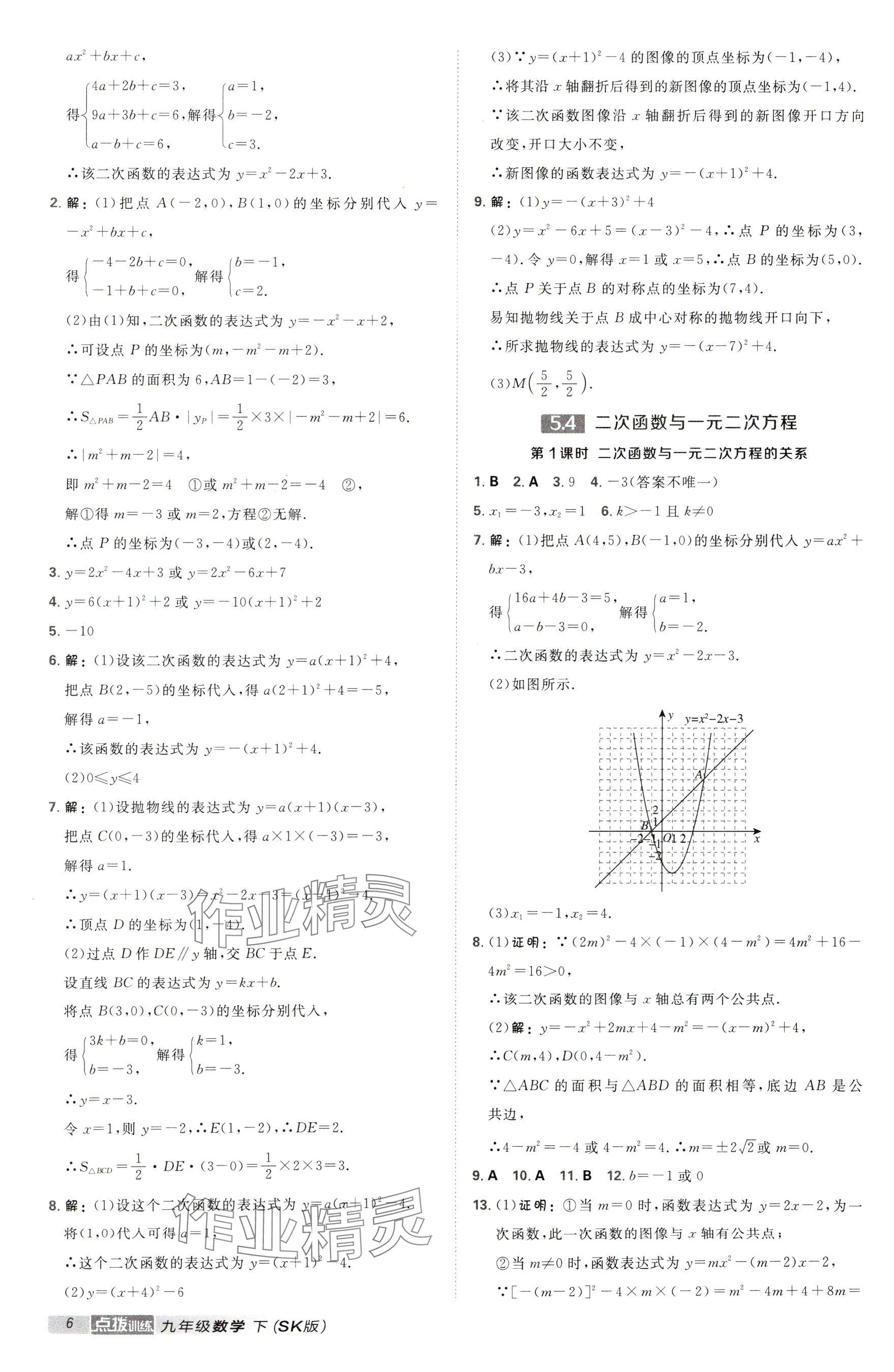 2025年點(diǎn)撥訓(xùn)練九年級(jí)數(shù)學(xué)下冊(cè)蘇科版江蘇專(zhuān)用 參考答案第6頁(yè)