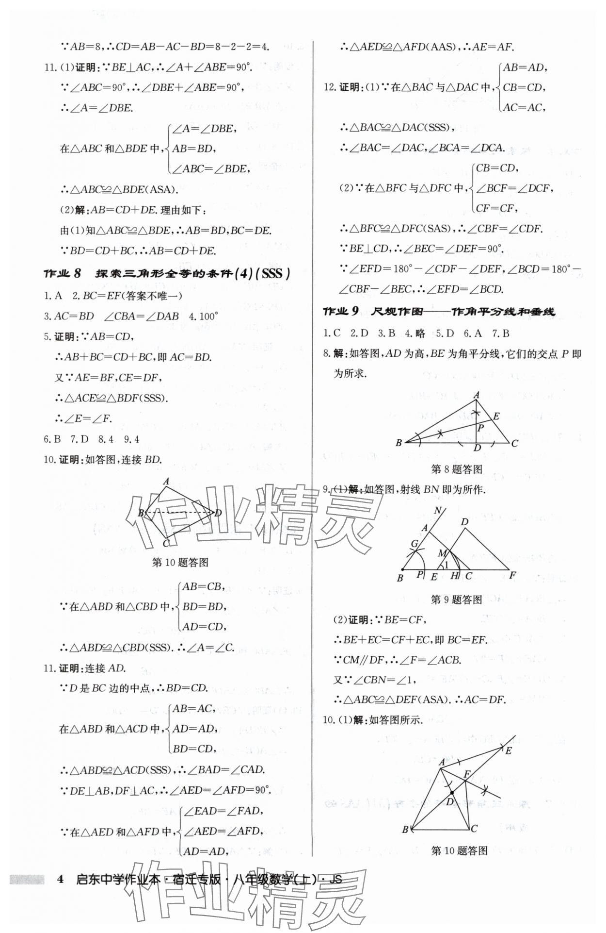 2024年启东中学作业本八年级数学上册江苏版宿迁专版 第4页