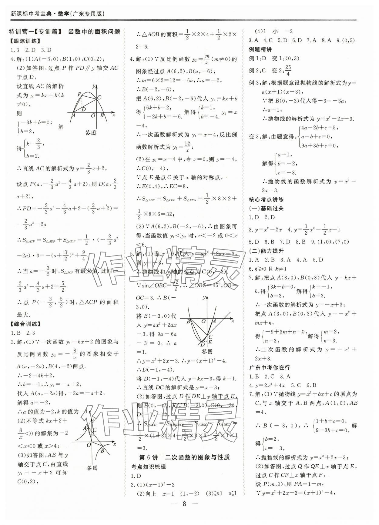 2024年新课标中考宝典数学广东专版 参考答案第8页