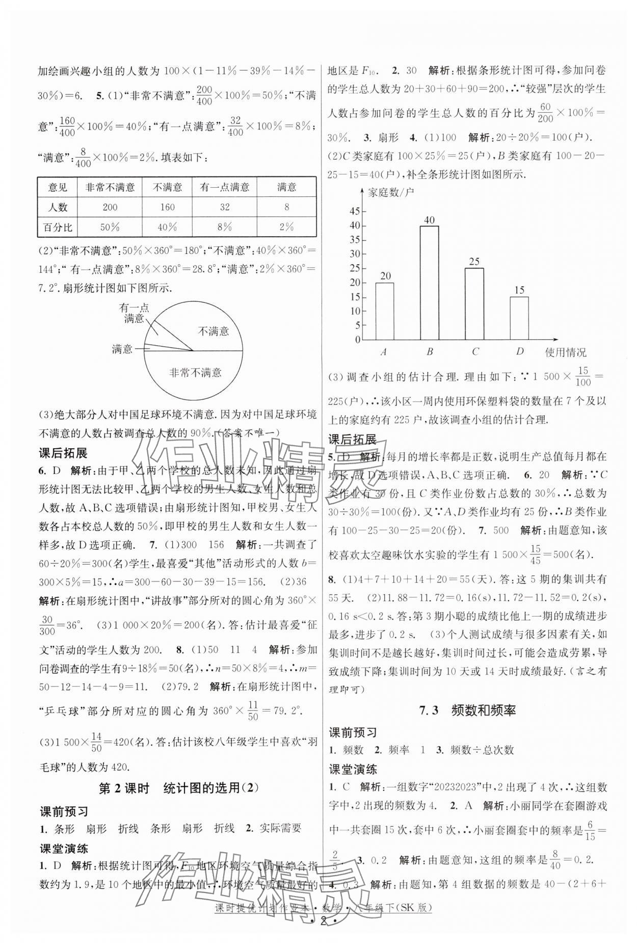 2024年课时提优计划作业本八年级数学下册苏科版 参考答案第2页