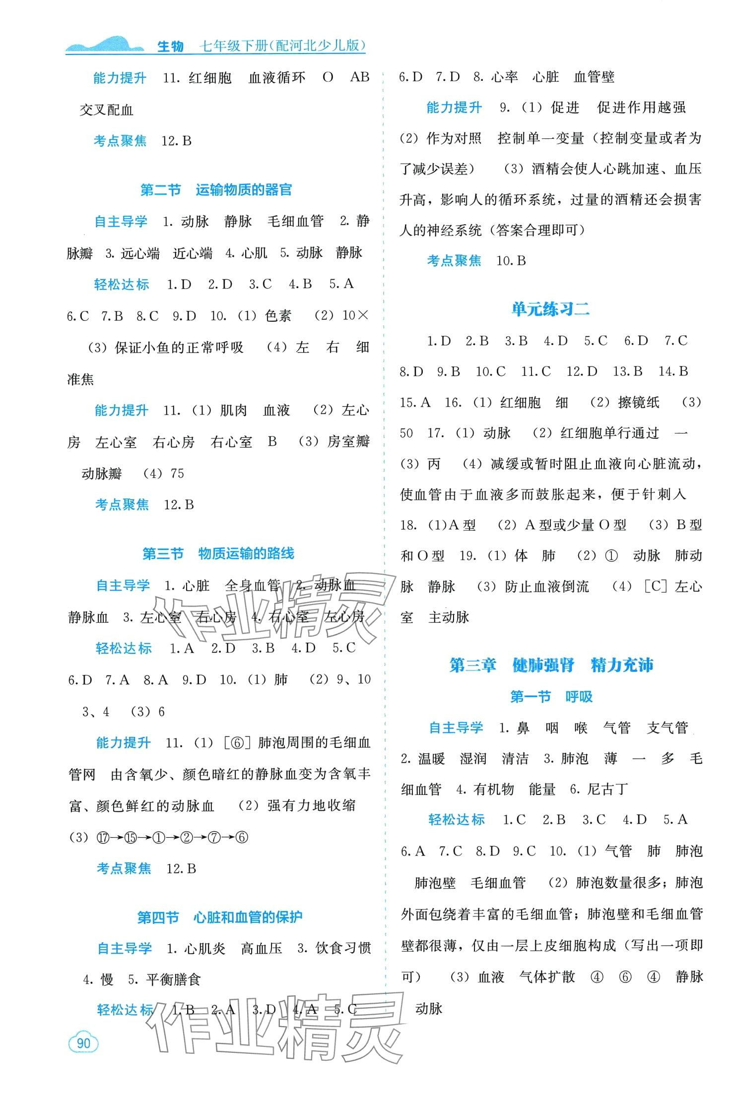 2024年自主學(xué)習(xí)能力測評七年級生物下冊冀少版 第2頁