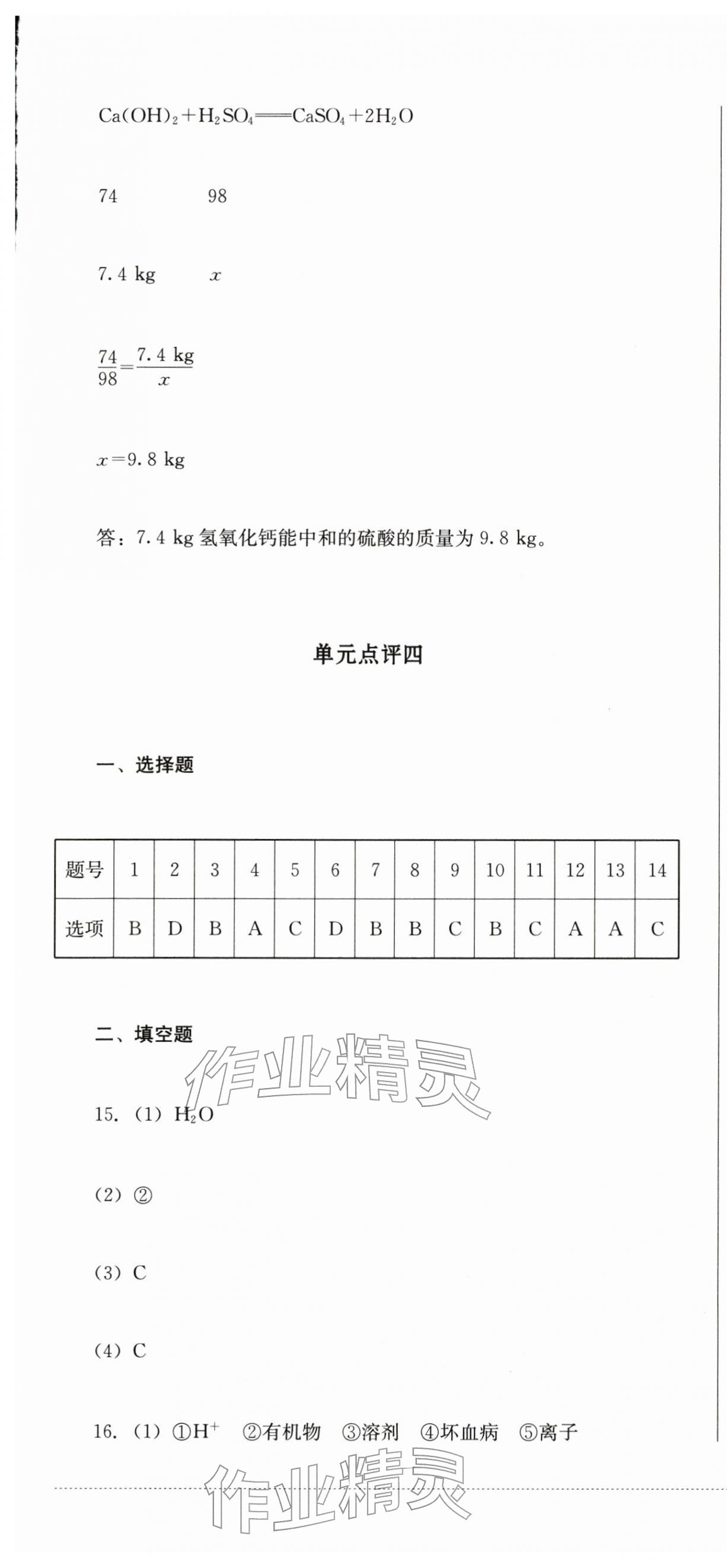 2026年学情点评四川教育出版社九年级化学下册人教版&nbsp;第7页