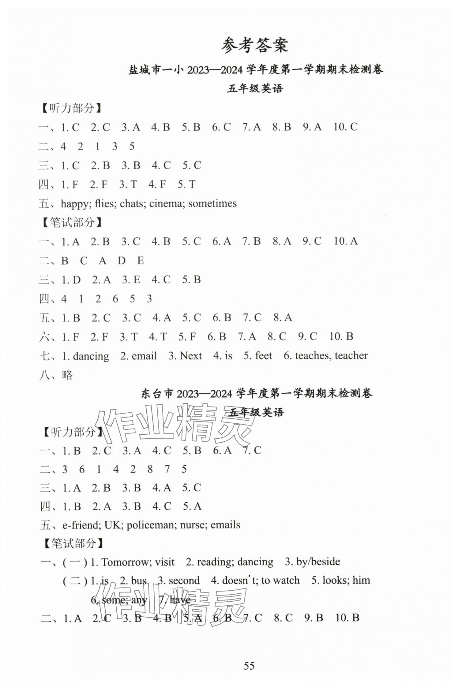 2024年小学期末试卷精选五年级英语译林版 第1页