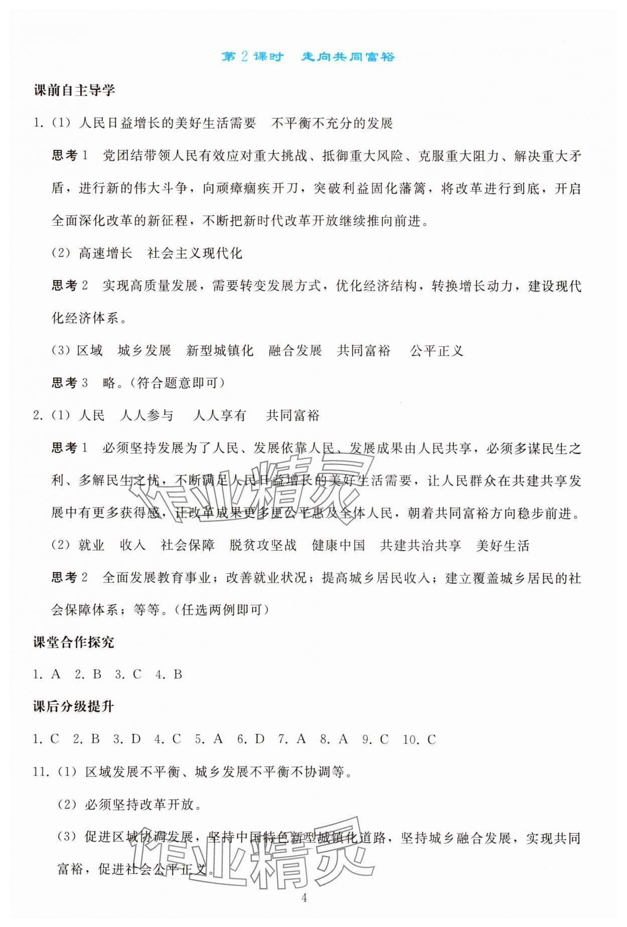 2025年同步轻松练习九年级道德与法治上册人教版精编版 参考答案第3页