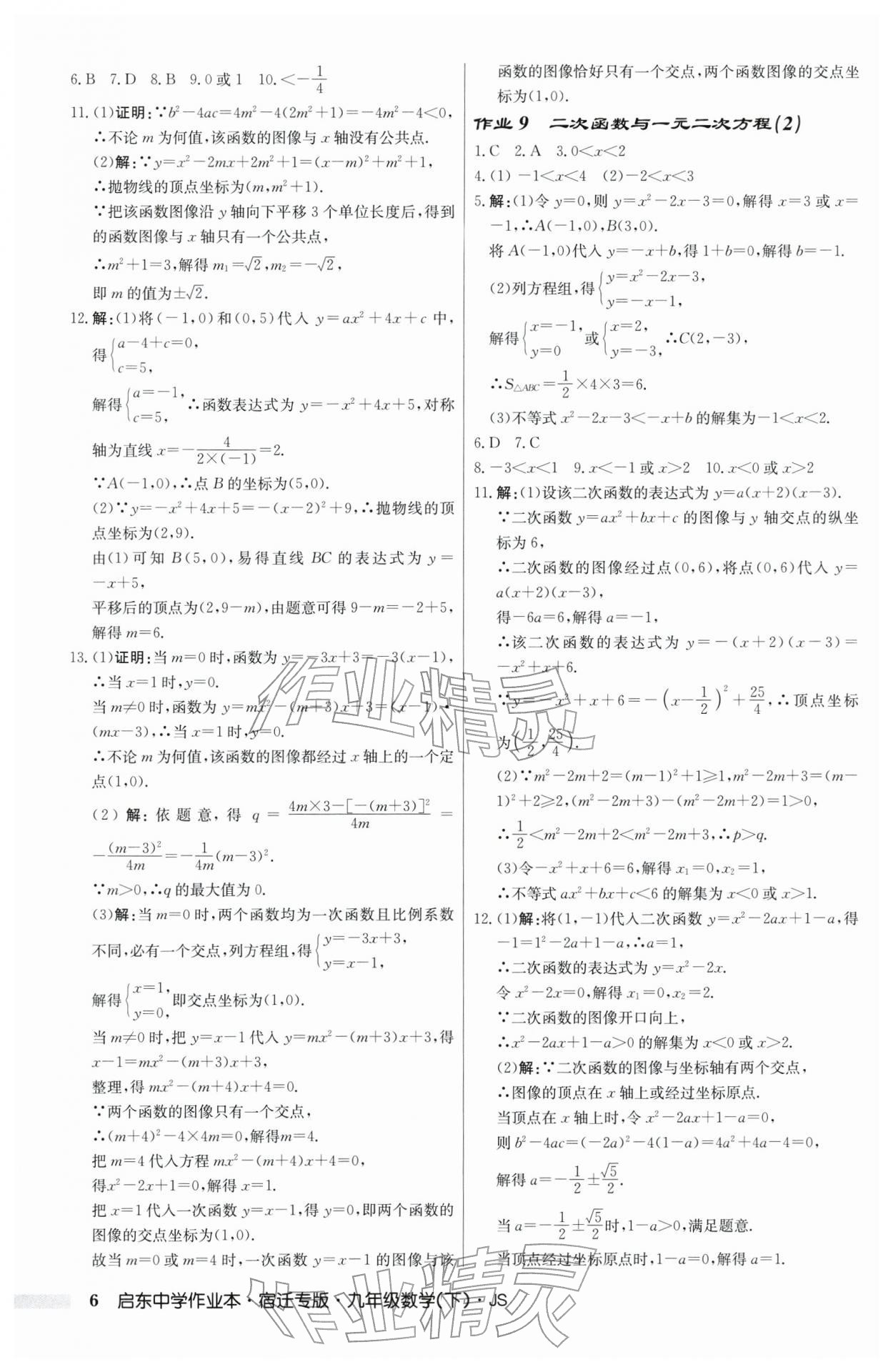 2026年启东中学作业本九年级数学下册苏科版宿迁专版 第6页