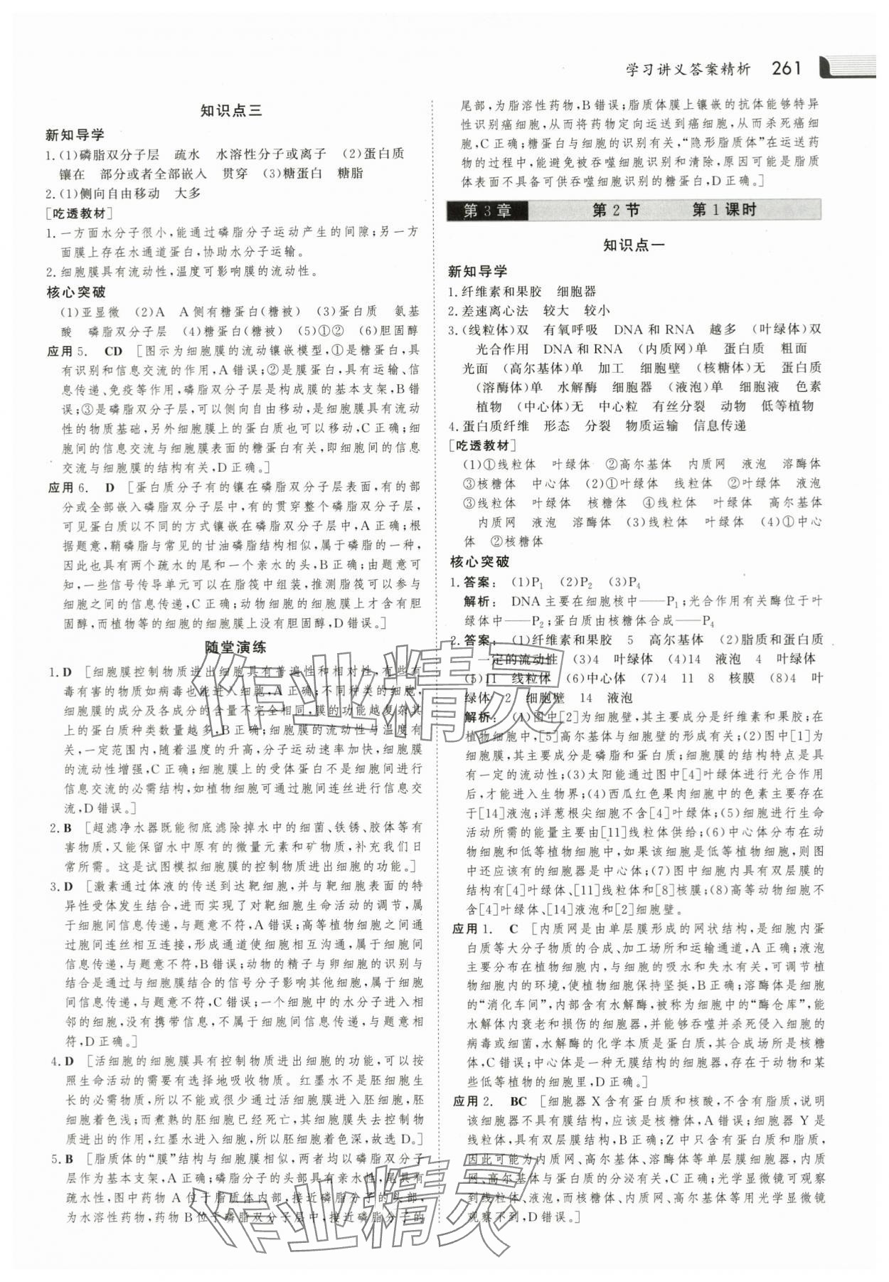 2023年金版新學案高中生物必修1人教版 參考答案第8頁