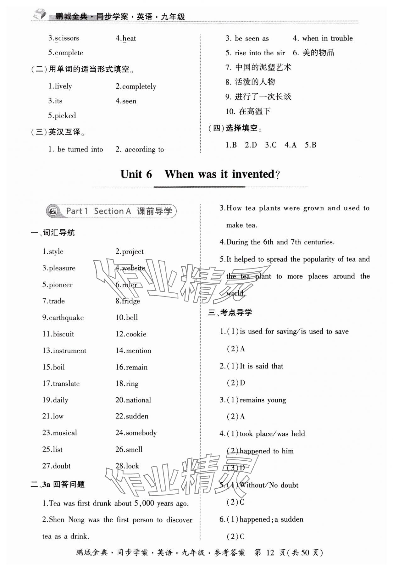 2023年名師幫同步學(xué)案九年級(jí)英語全一冊(cè)人教版 第12頁(yè)