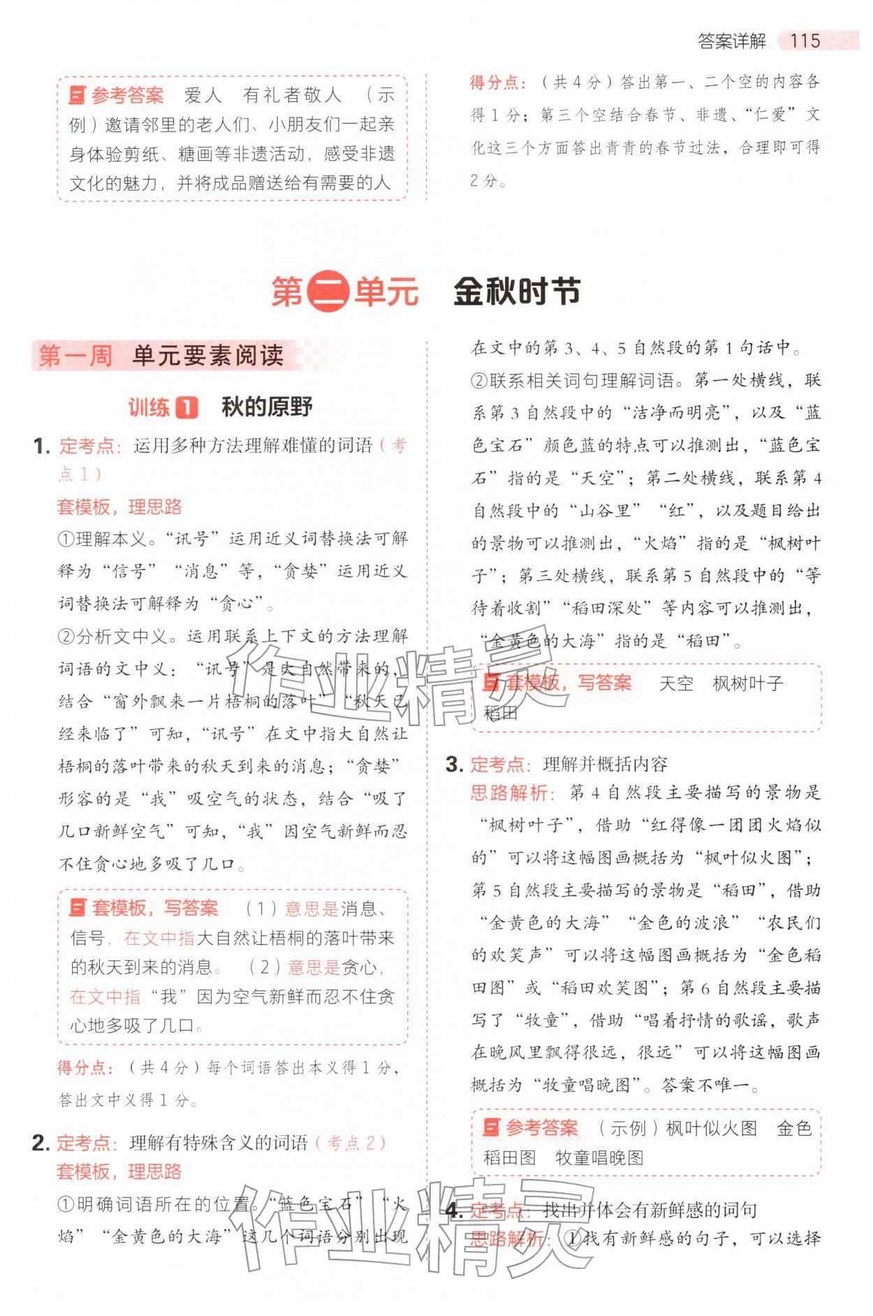 2025年同步閱讀答題模板三年級語文上冊人教版 參考答案第7頁