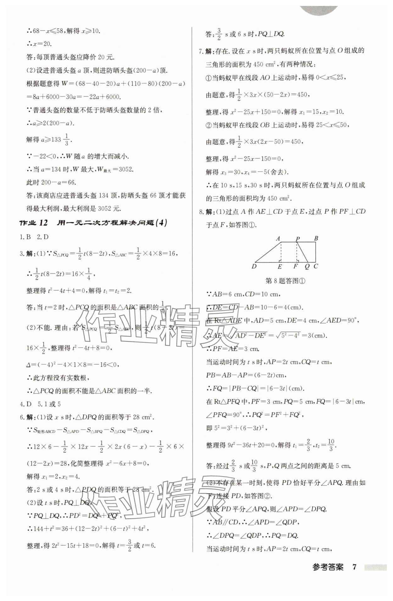 2025年啟東中學(xué)作業(yè)本九年級(jí)數(shù)學(xué)上冊(cè)蘇科版宿遷專版 第7頁