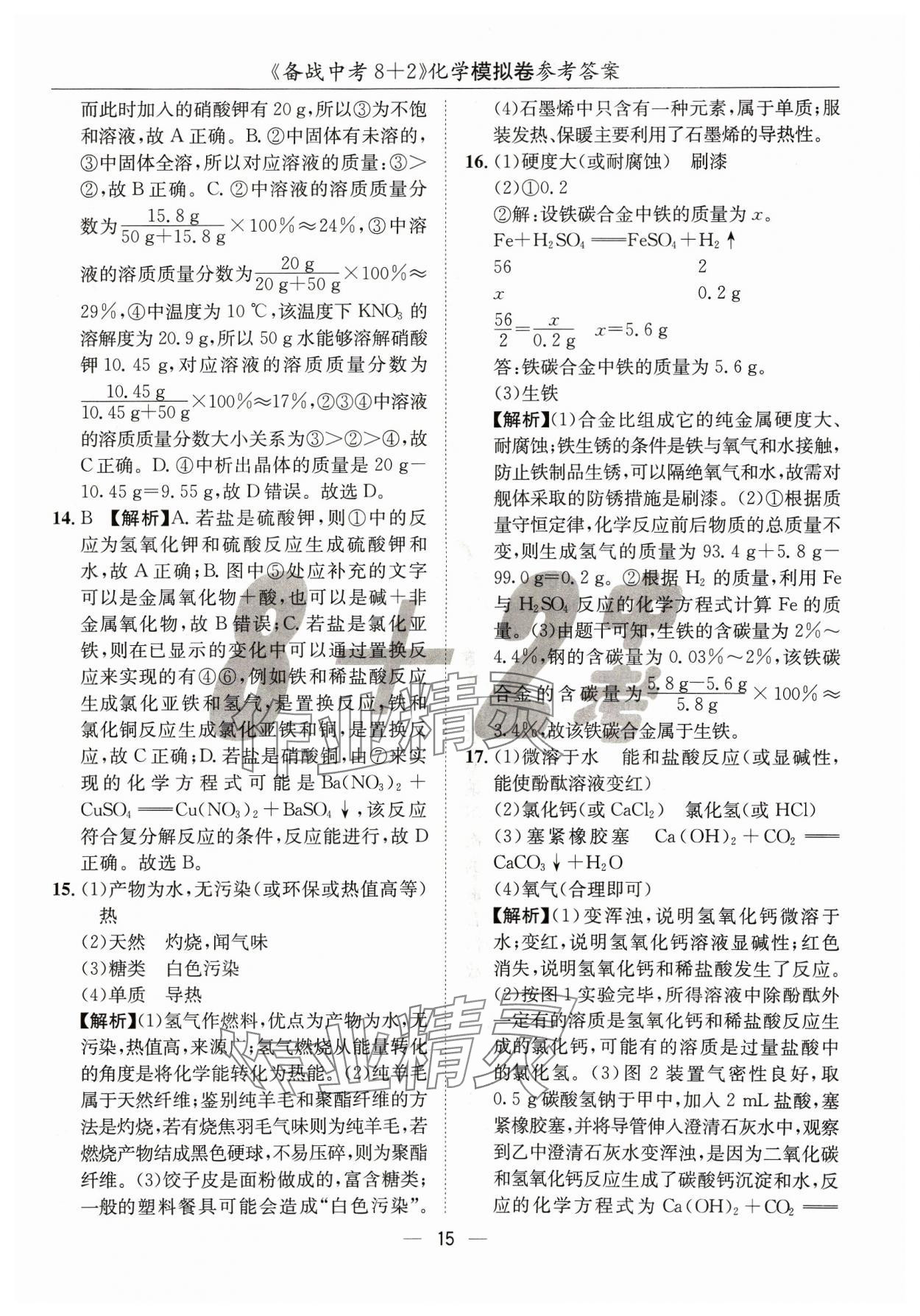 2024年中考密卷8加2化學(xué) 第15頁