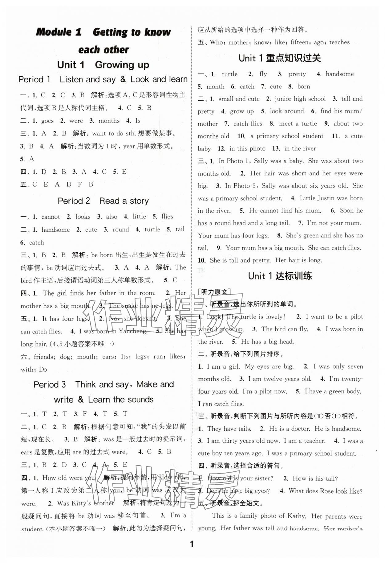 2025年通城學(xué)典課時(shí)作業(yè)本六年級(jí)英語(yǔ)上冊(cè)滬教版 第1頁(yè)