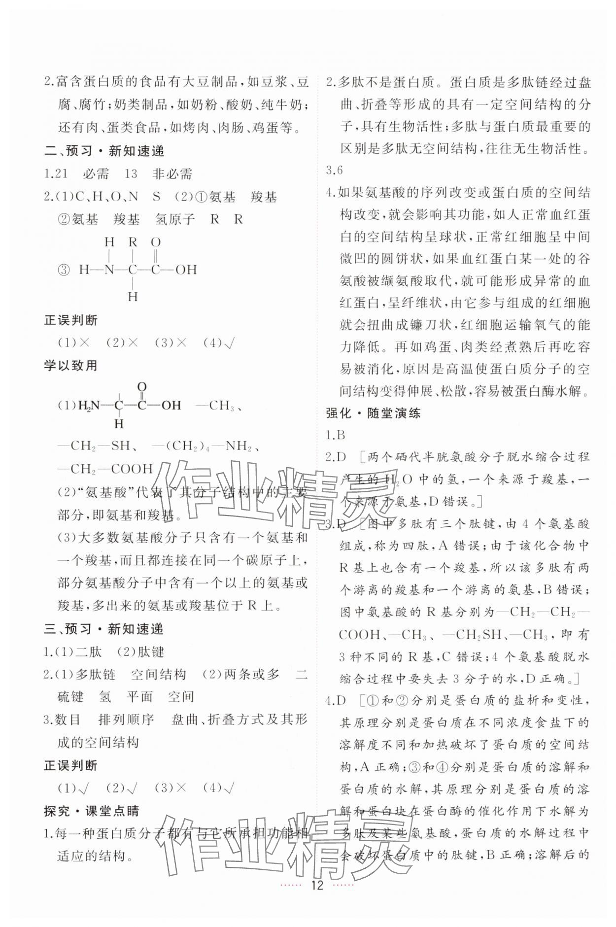 2024年三维随堂精练高中生物必修1人教版 第12页